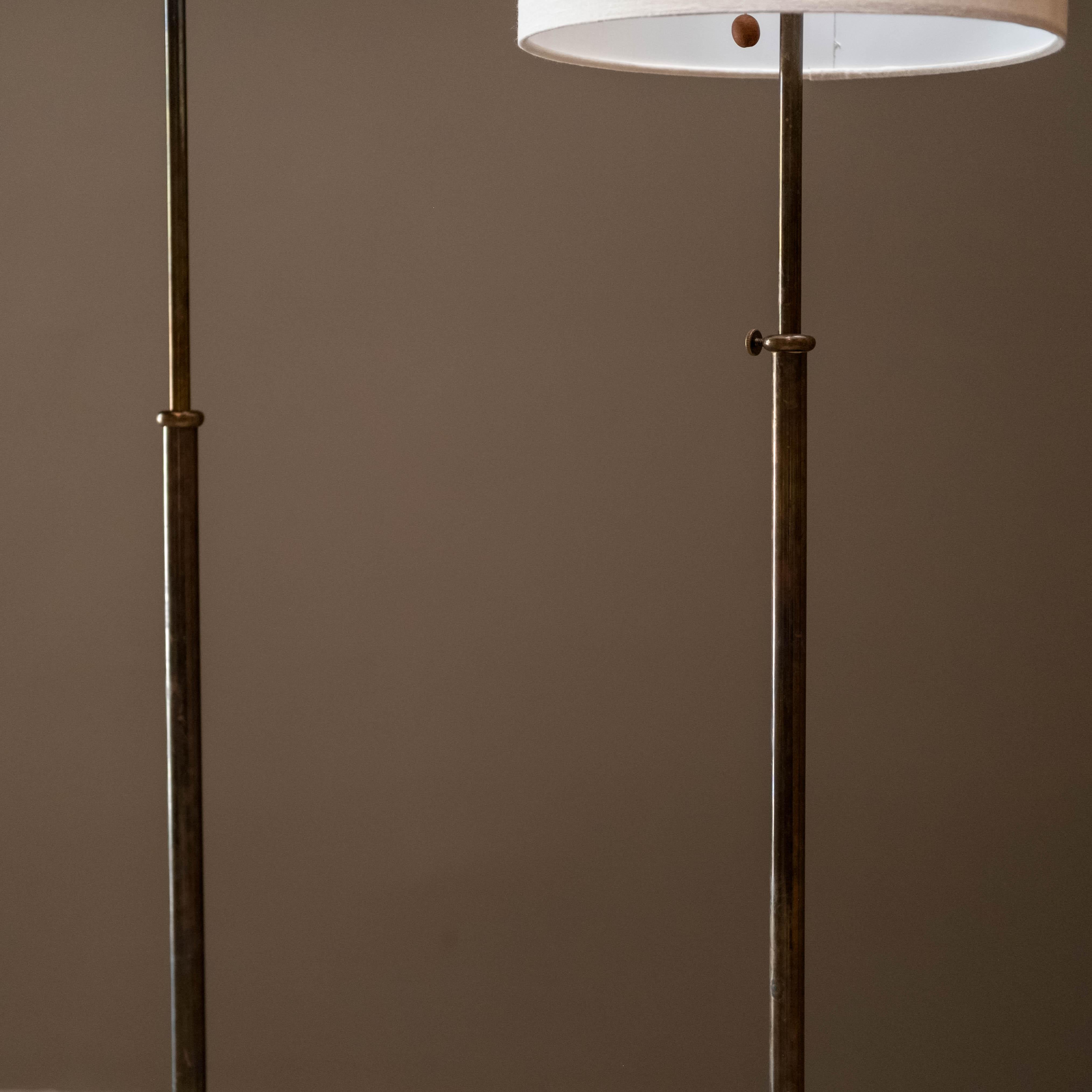 Pair of Adjustable Floor Lamps designed by Josef Frank, made for Svenskt Tenn In Good Condition For Sale In Los Angeles, CA