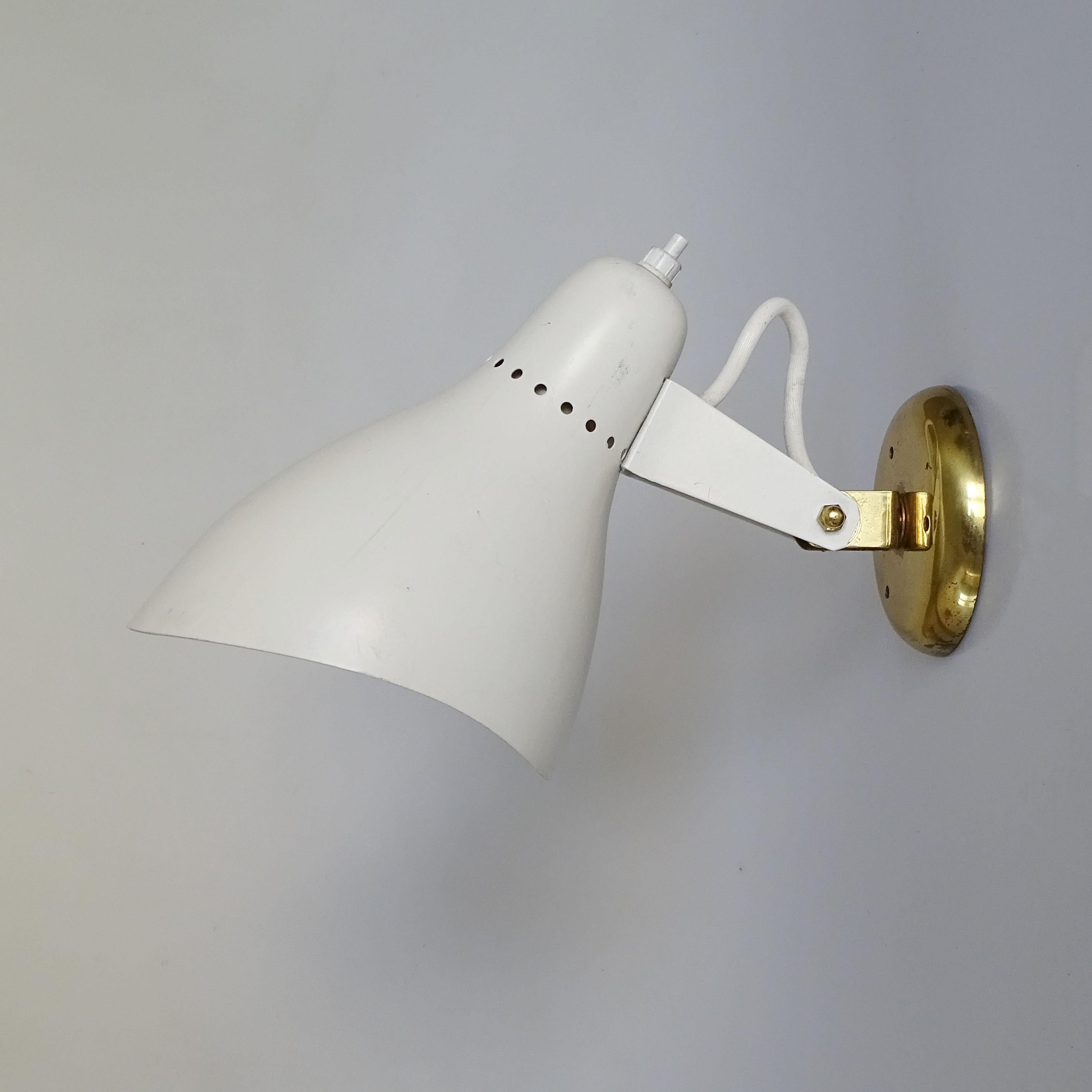 Mid-20th Century Pair of adjustable Italian 1950s wall lamps by Greco. For Sale
