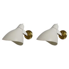 Pair of adjustable Italian 1950s wall lamps by Greco.