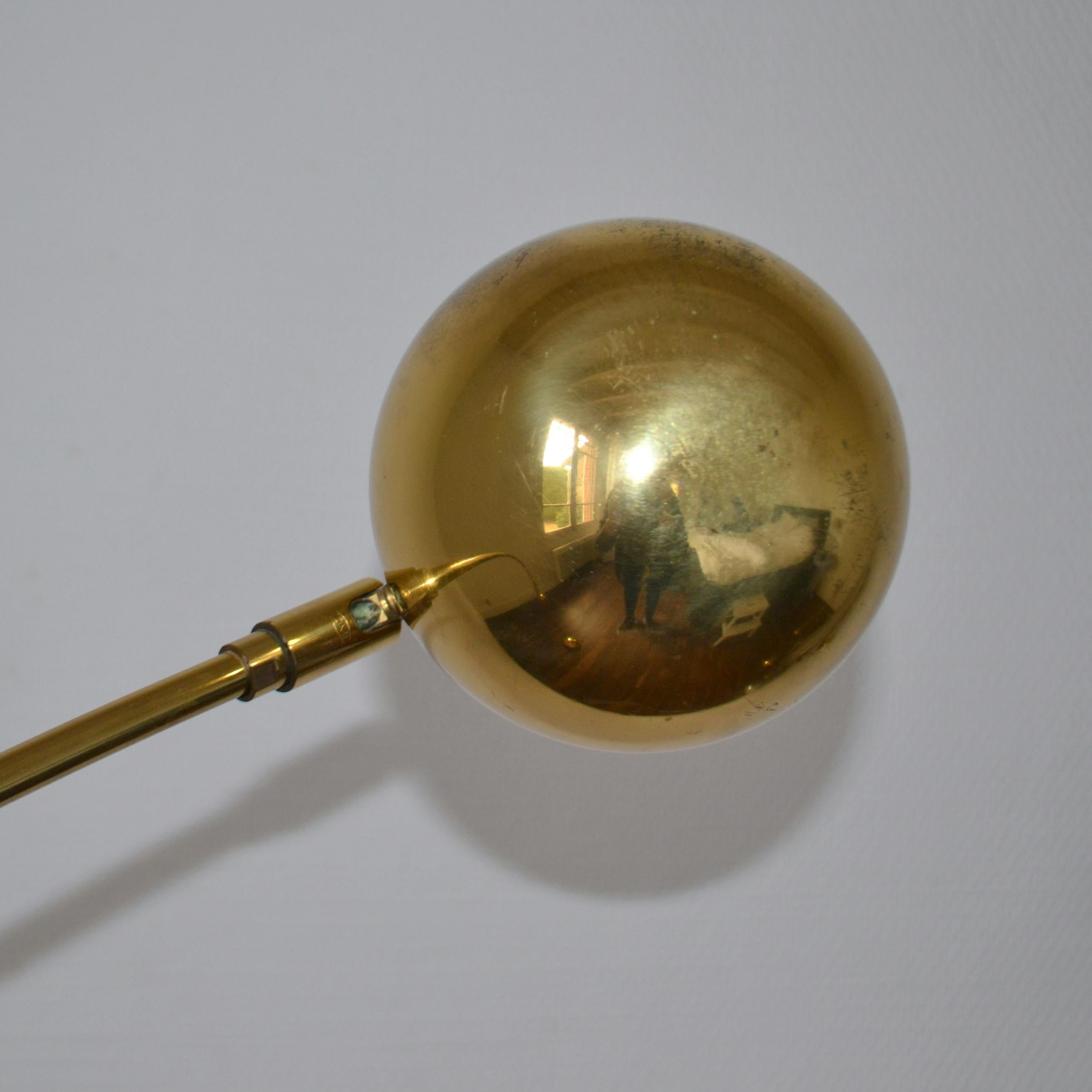 Pair of Adjustable Minimal Brass Bowed Floor Lamps 8