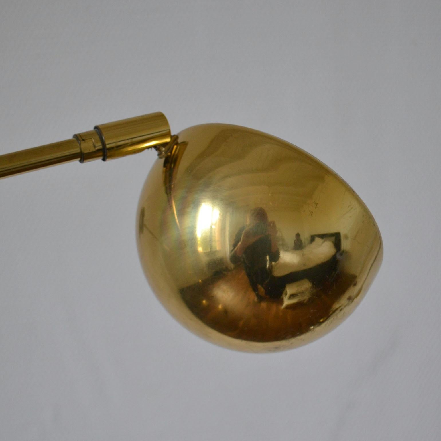 Pair of Adjustable Minimal Brass Bowed Floor Lamps 10