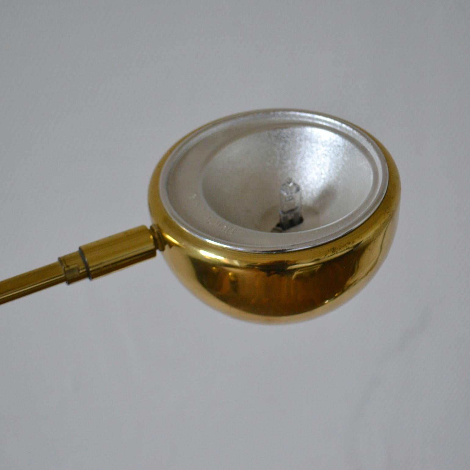 Pair of Adjustable Minimal Brass Bowed Floor Lamps 11