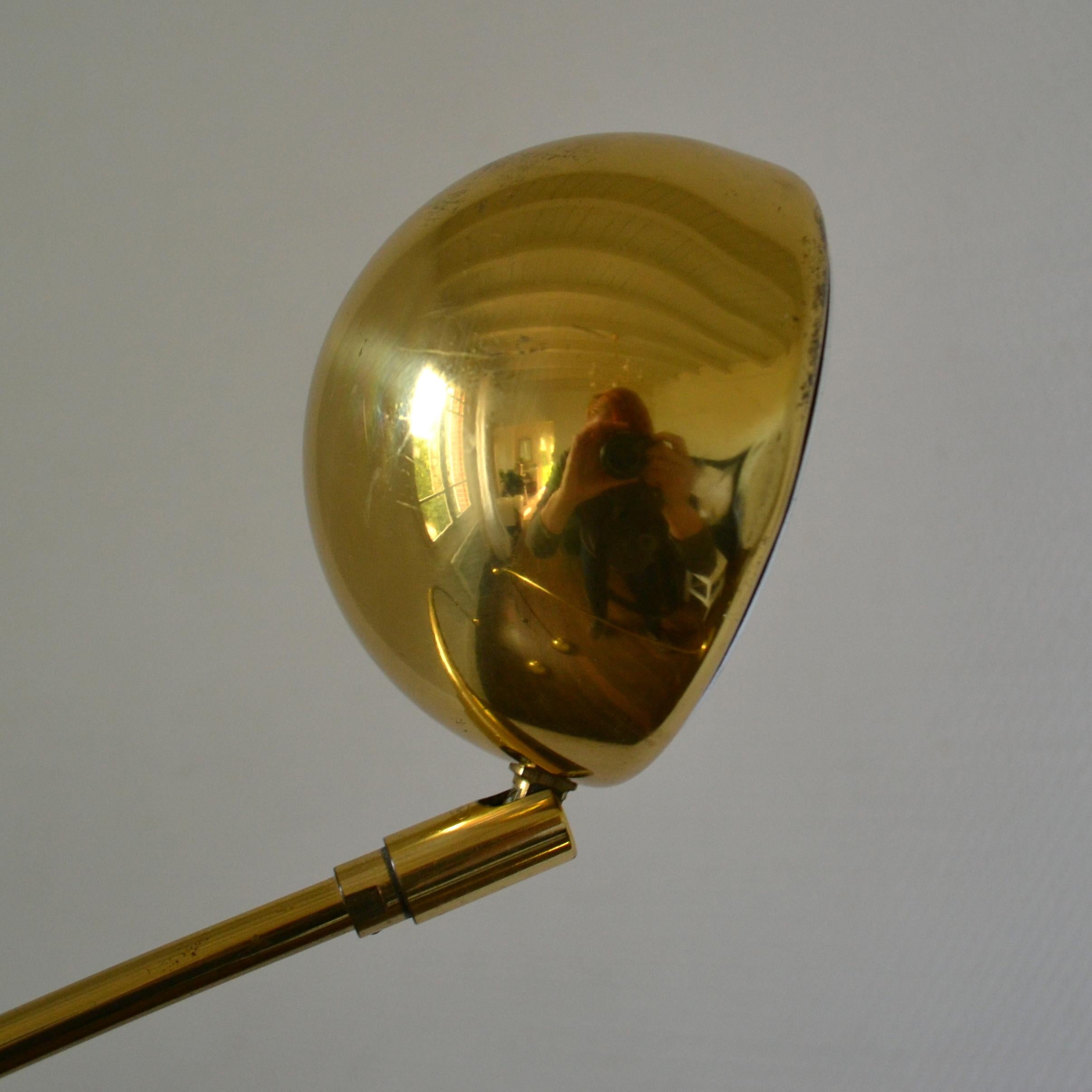 Pair of Adjustable Minimal Brass Bowed Floor Lamps 12