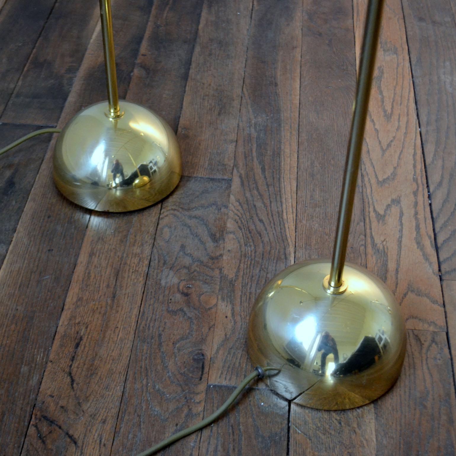 Pair of Adjustable Minimal Brass Bowed Floor Lamps 14