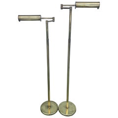 Pair of Adjustable Nessen Brass Pharmacy Reading Lamps, circa 1960s