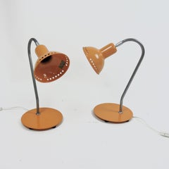 Pair of Adjustable Peach Desk Lamps, 1970s