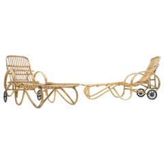 Pair of Adjustable Poolside Chaises Attributed to Erich Dieckmann, circa 1950s