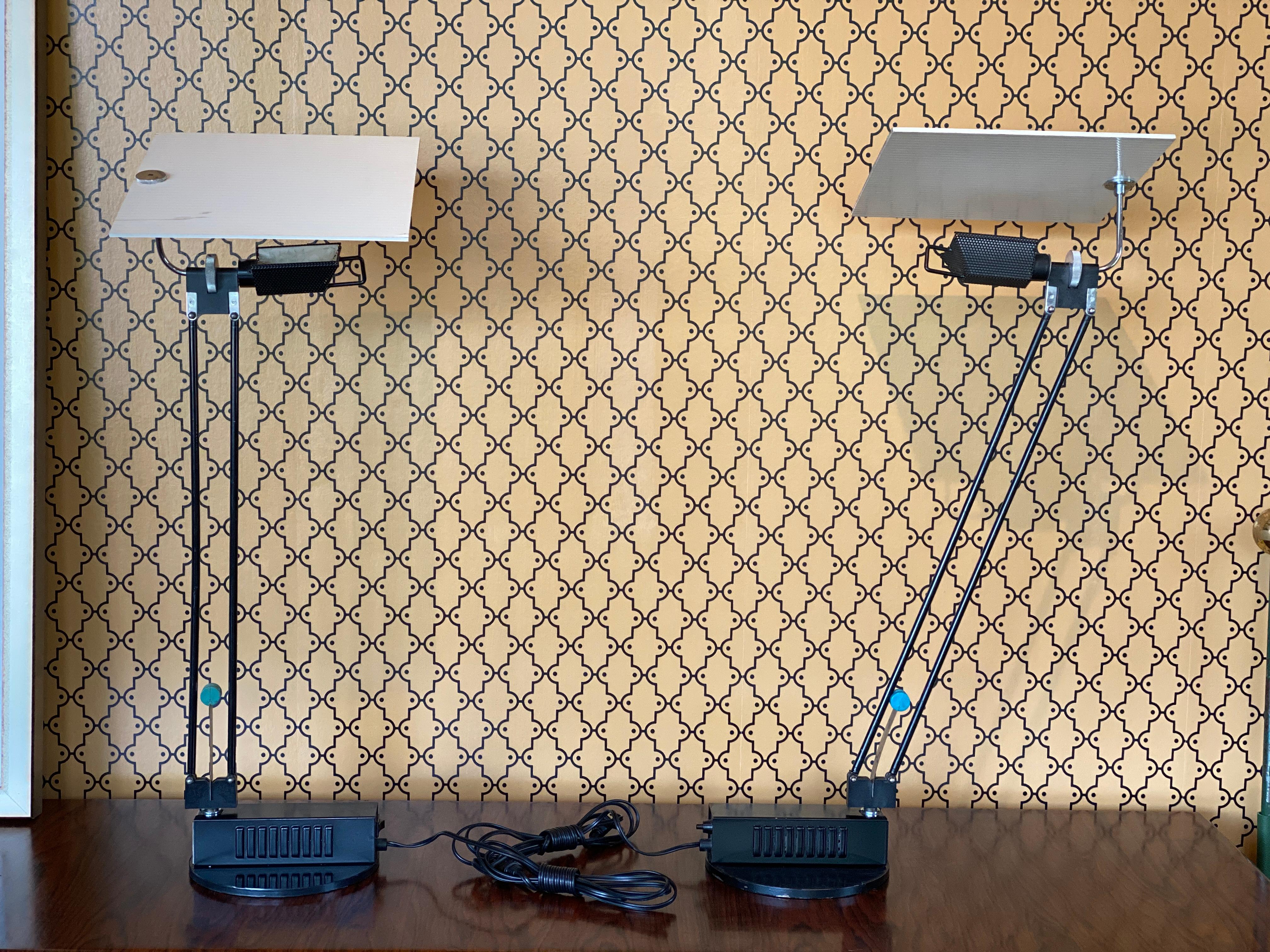 Metal Pair of Adjustable Postmodern Lamps by Sacha Ketoff, 1985 For Sale