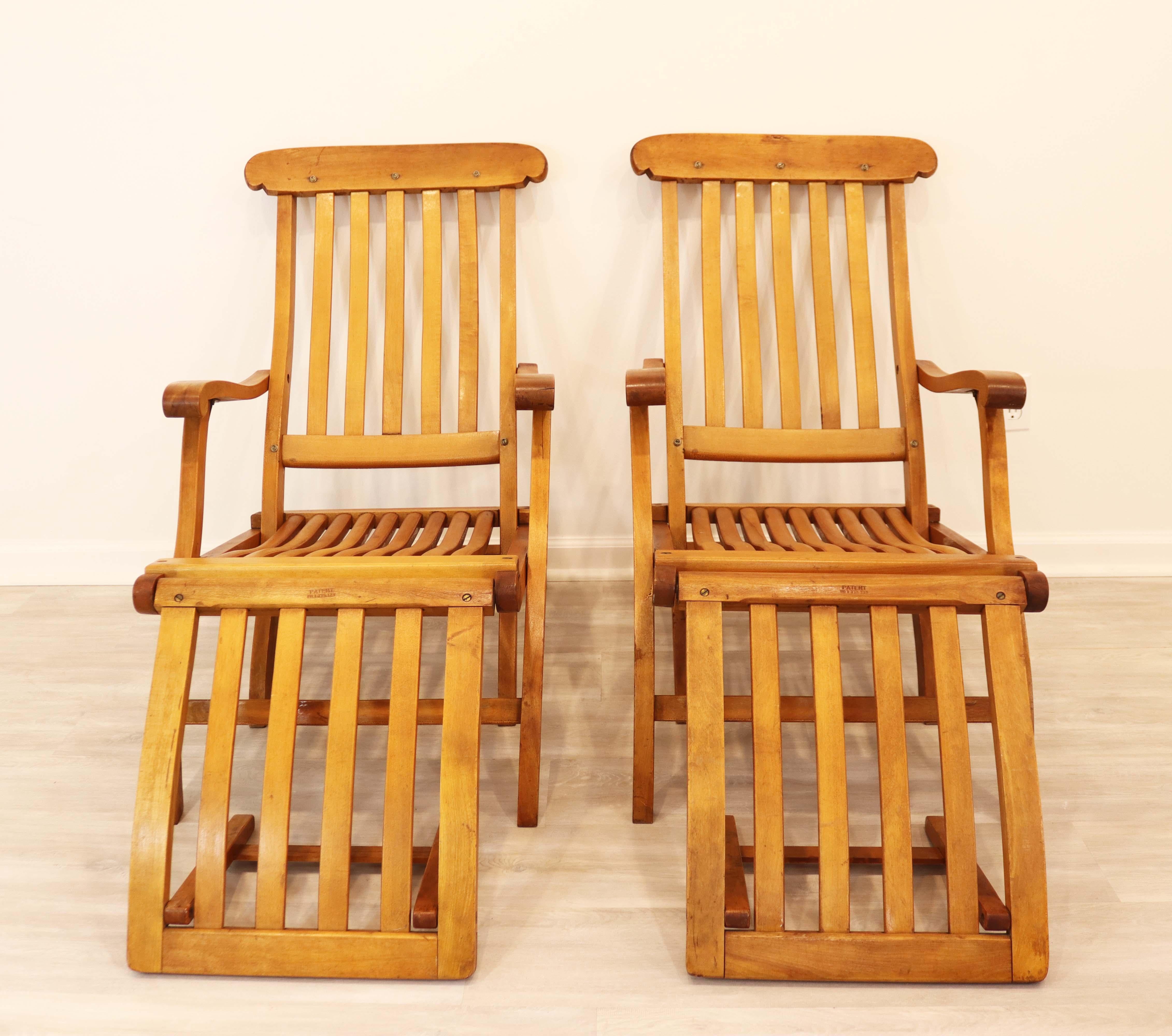 Pair of Adjustable Readsboro Folding Teak Steamer Chairs, Stamped In Good Condition In Keego Harbor, MI