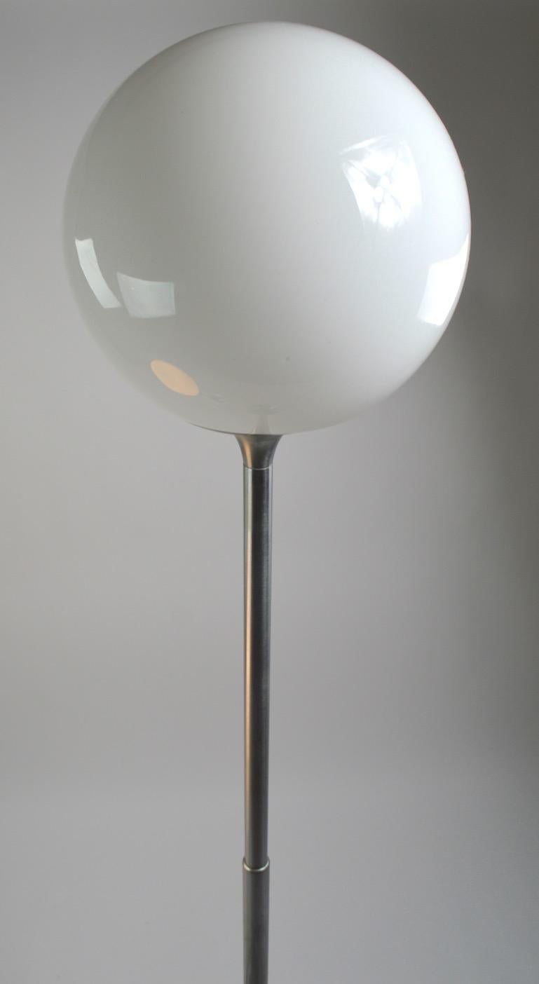 Pair of Adjustable Steel and Glass Floor Lamps Attributed to Kurt Versen 7