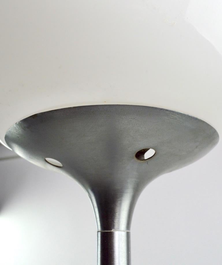 Pair of Adjustable Steel and Glass Floor Lamps Attributed to Kurt Versen 11