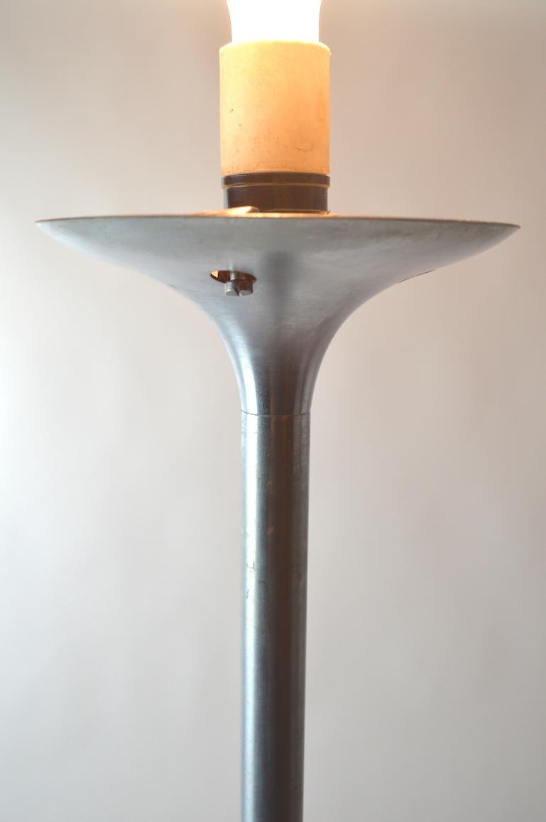 20th Century Pair of Adjustable Steel and Glass Floor Lamps Attributed to Kurt Versen