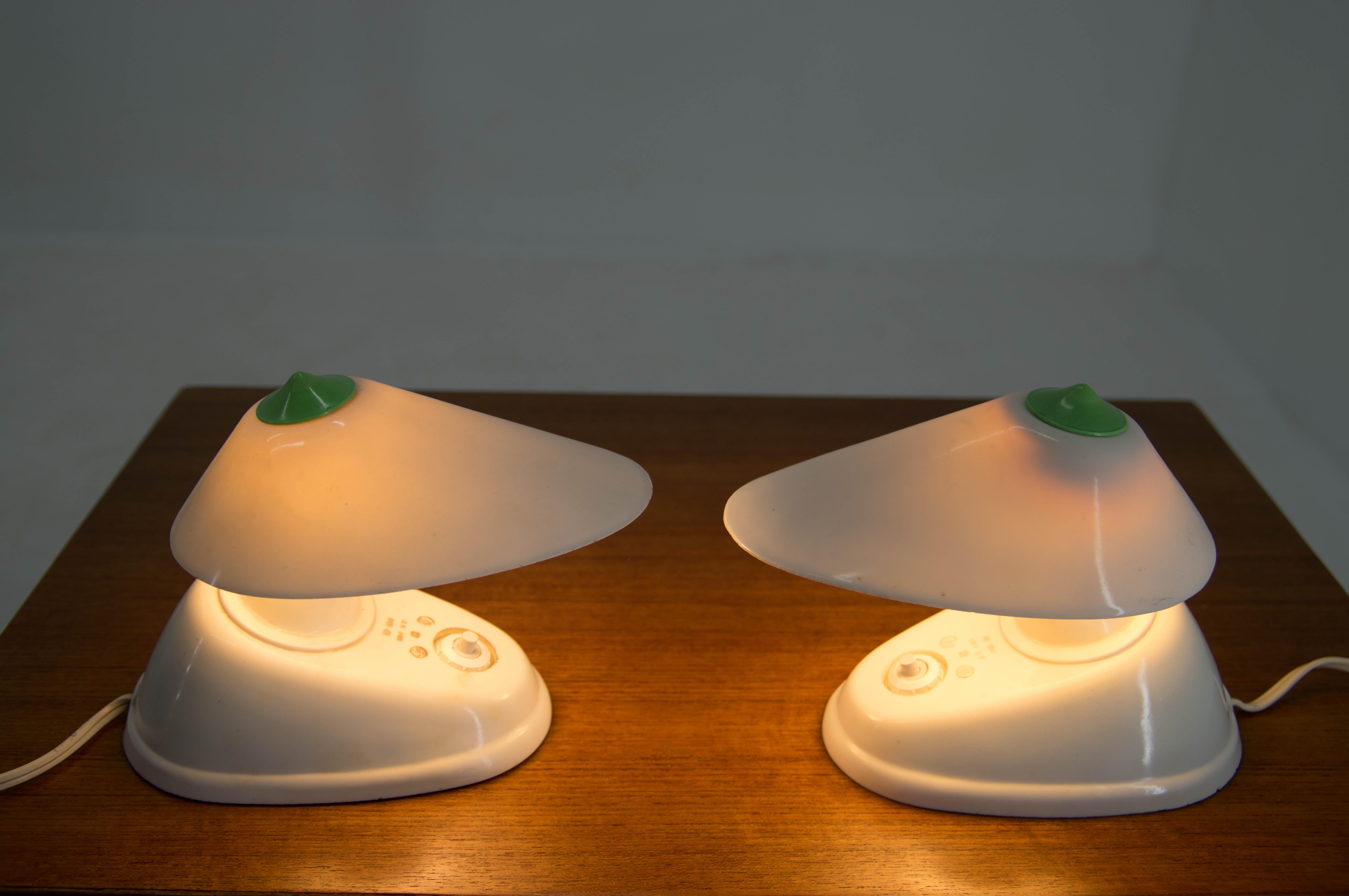 Plastic Pair of Adjustable Table Lamps, 1960s For Sale