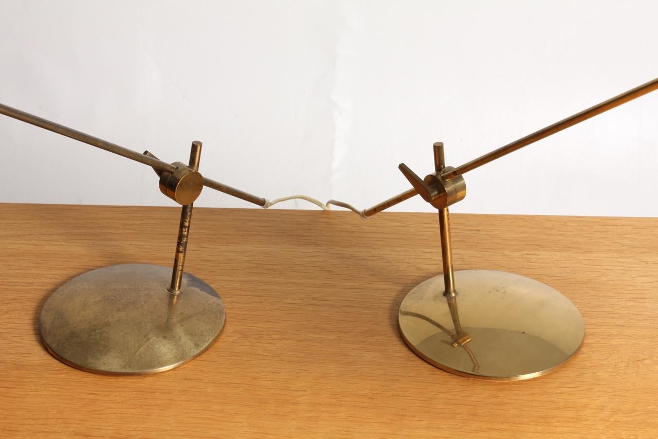 Pair of Adjustable Table Lamps in Brass Designed by Poul Dinesen, 1950s 4