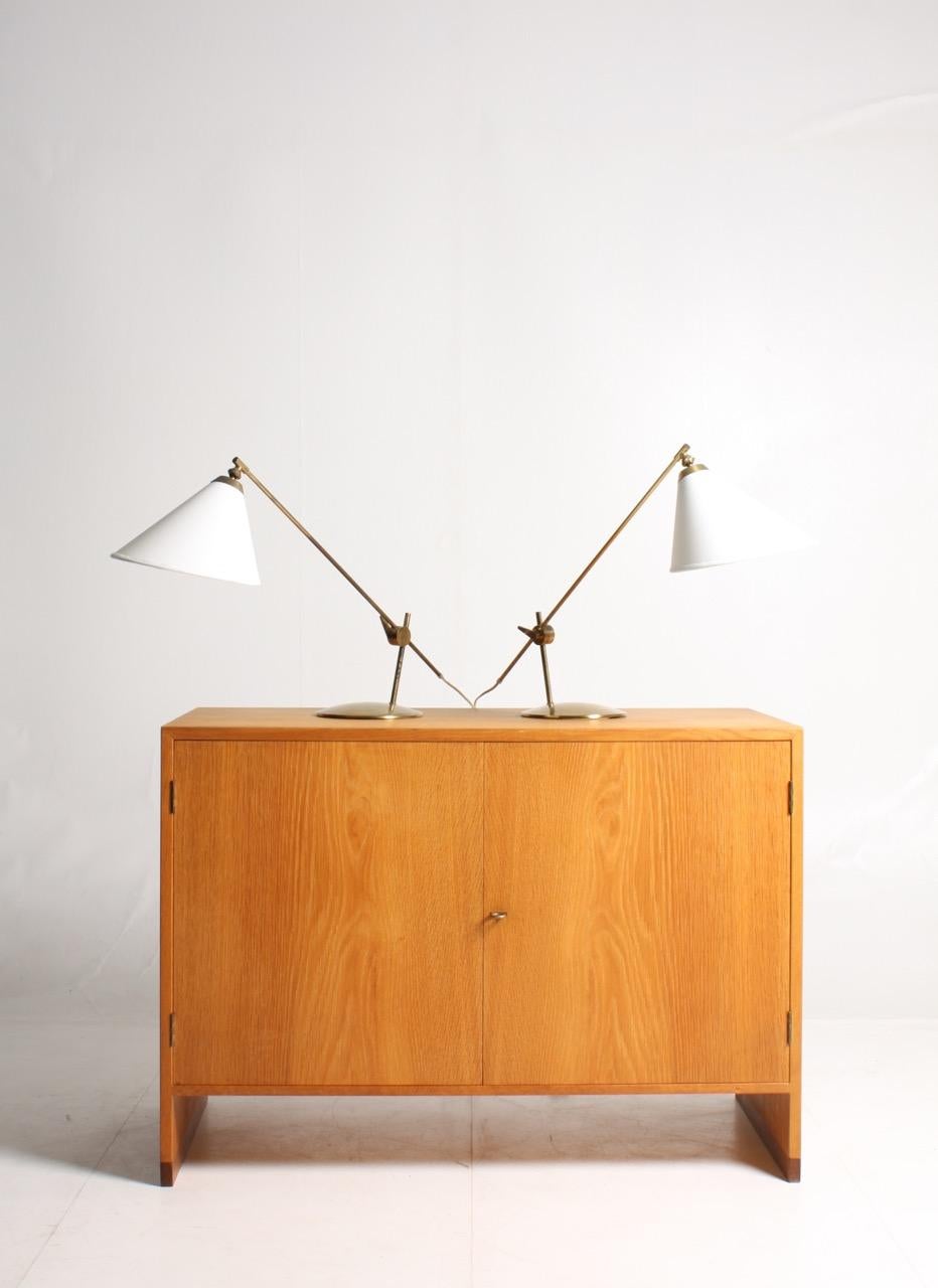 Pair of Adjustable Table Lamps in Brass Designed by Poul Dinesen, 1950s 3