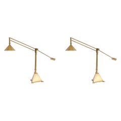 Pair of Adjustable Table Lamps with Pyramidal Bases