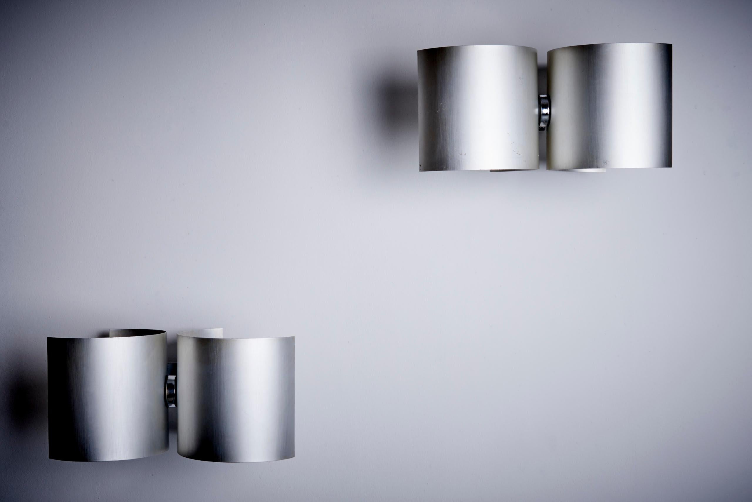 Aluminium Paire d'appliques réglables de Giuliano Cesari pour Nucleo Sormani en vente