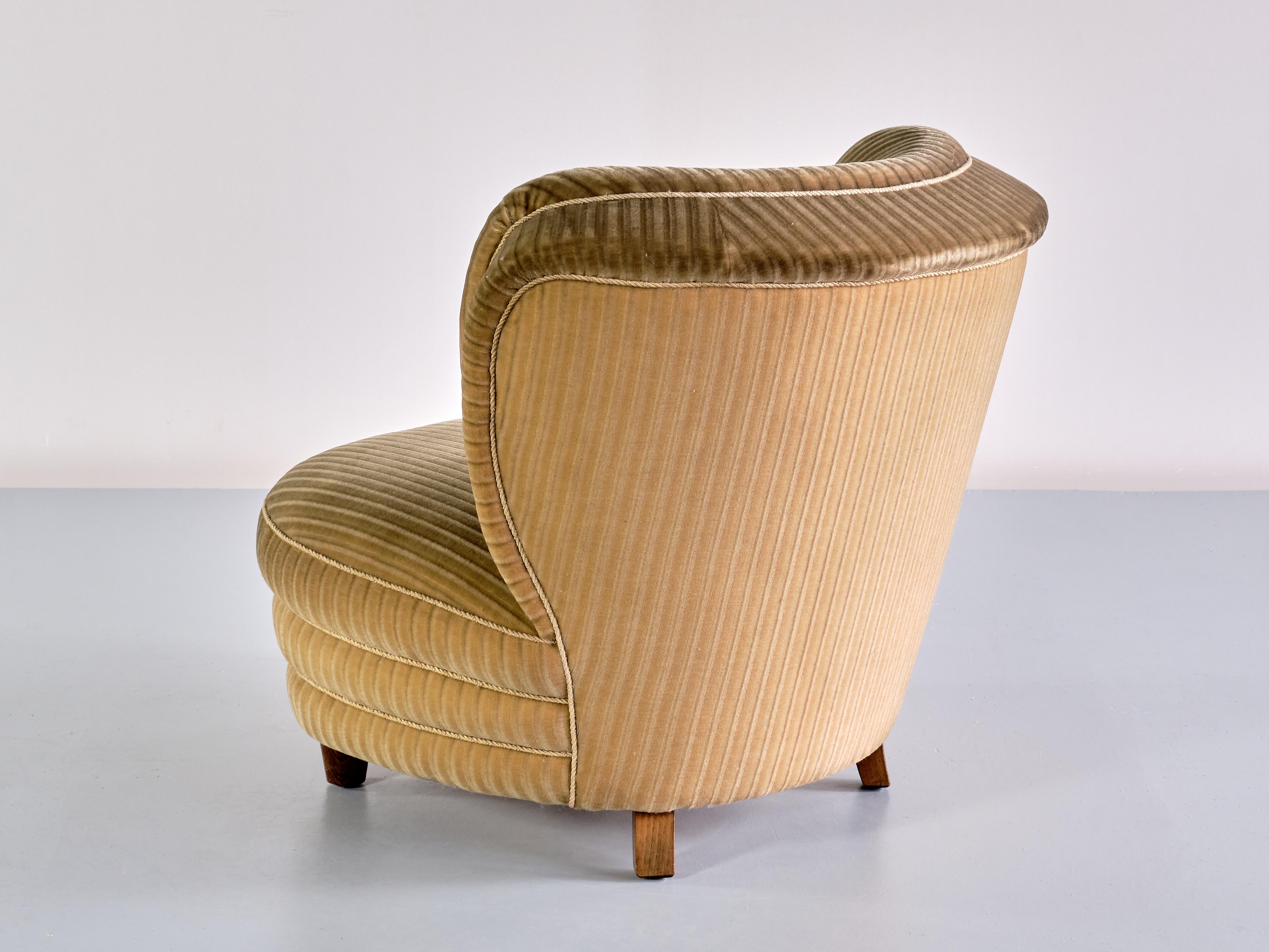 Pair of Adolf Wrenger Curved Lounge Chairs in Corduroy Velvet, Germany, 1950s 9