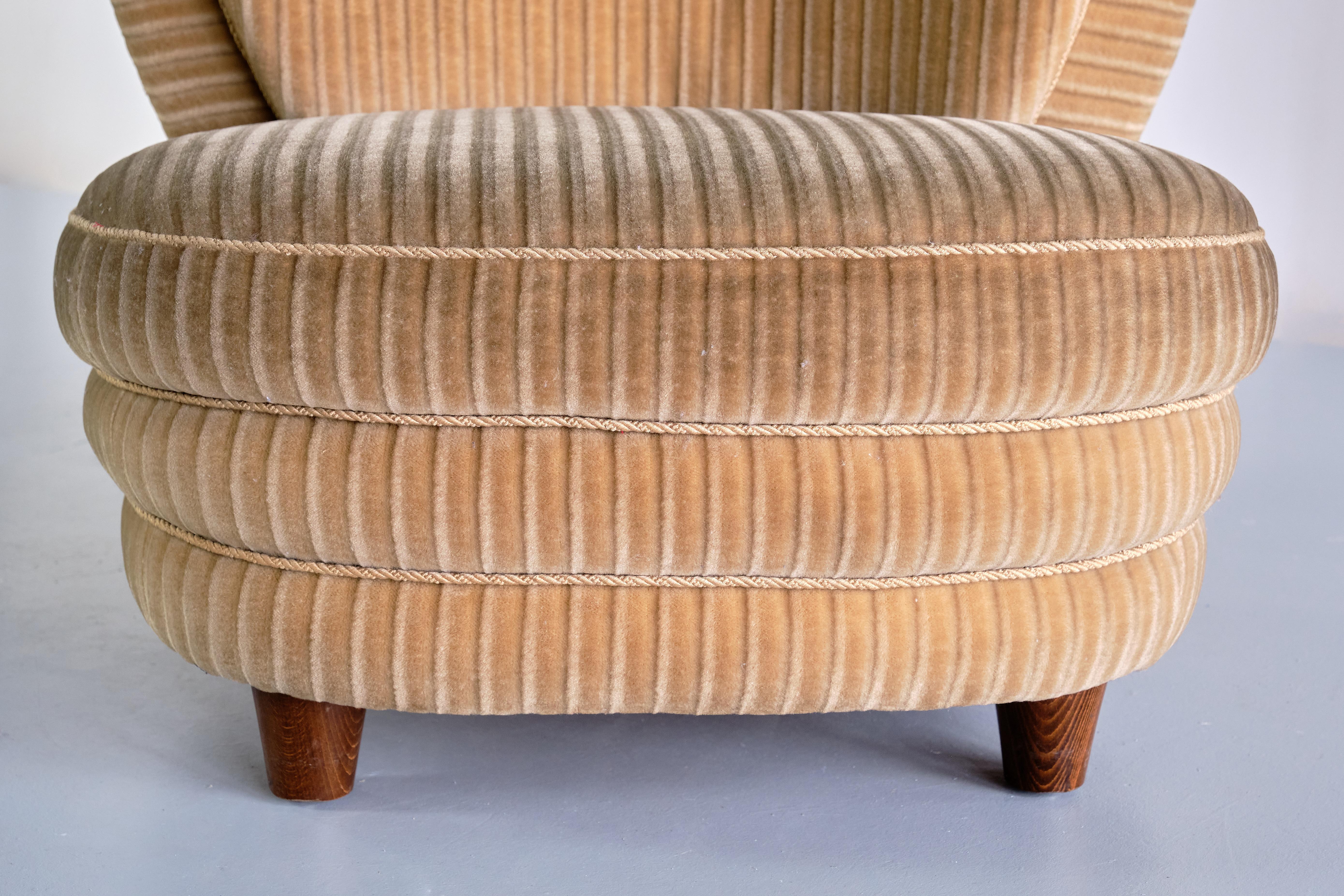 Pair of Adolf Wrenger Curved Lounge Chairs in Corduroy Velvet, Germany, 1950s 1