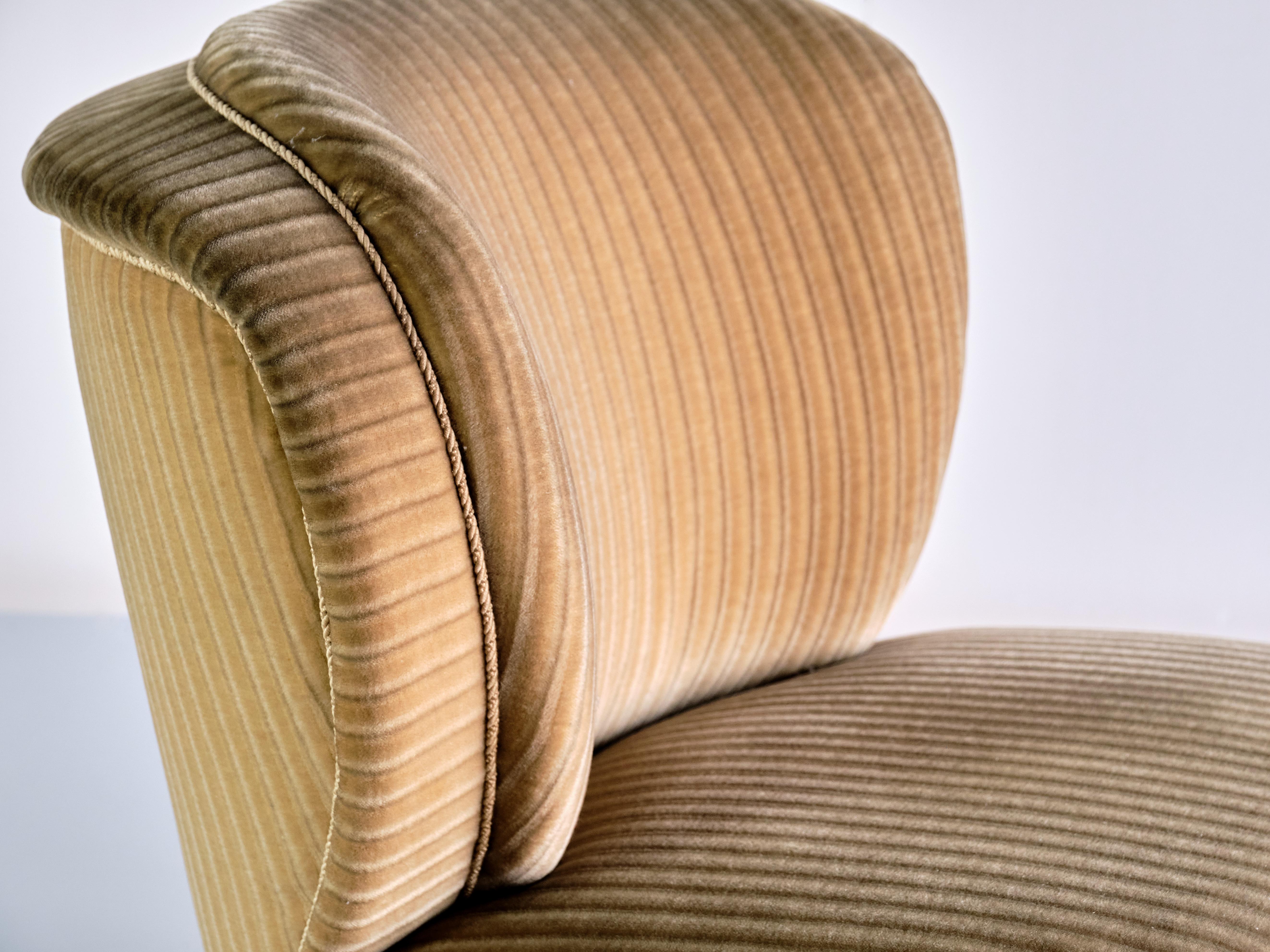 Pair of Adolf Wrenger Curved Lounge Chairs in Corduroy Velvet, Germany, 1950s 2