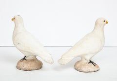 Pair of Adorable Cast Cement Doves