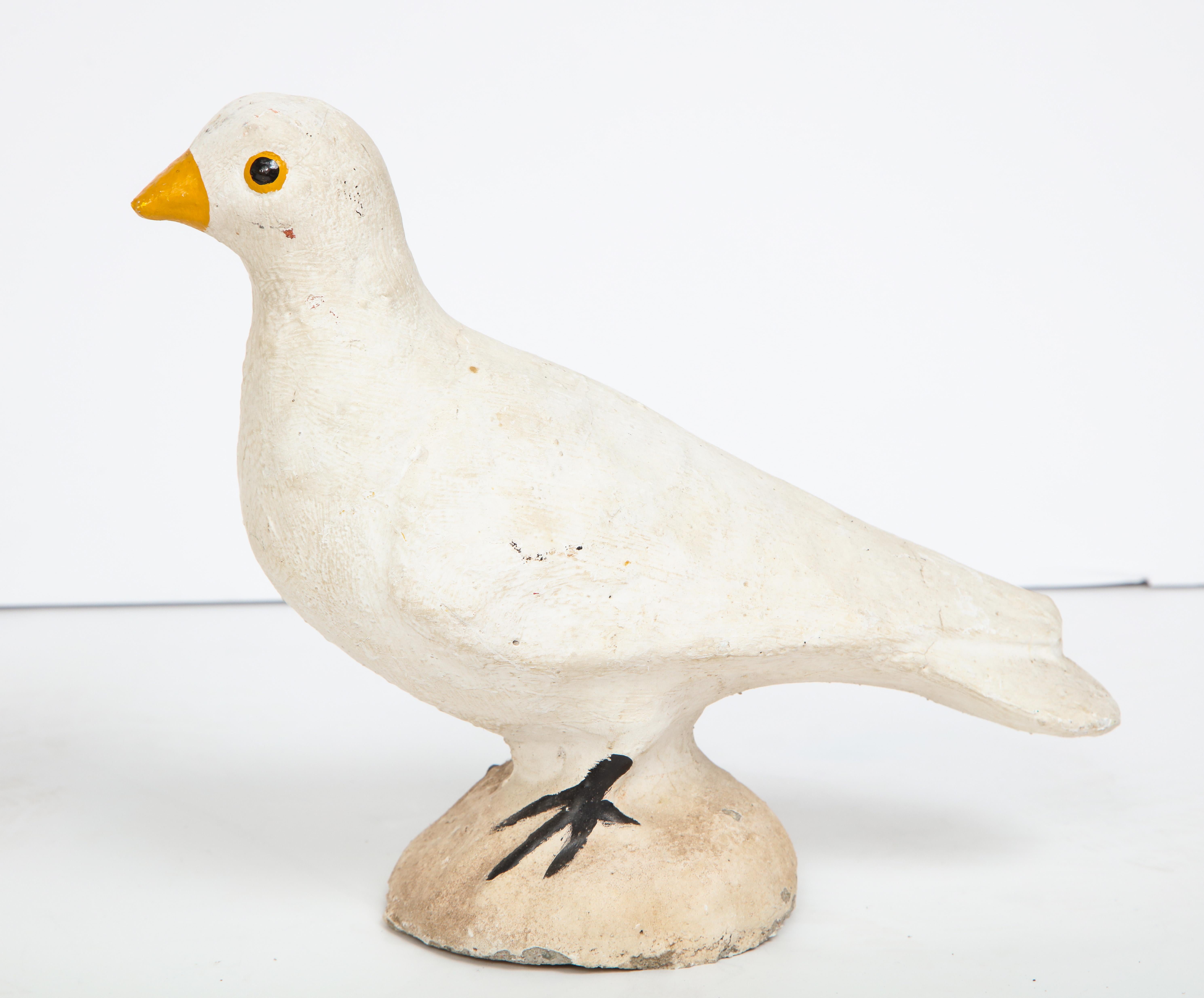 Late 19th Century Pair of Adorable Cast Cement Doves For Sale