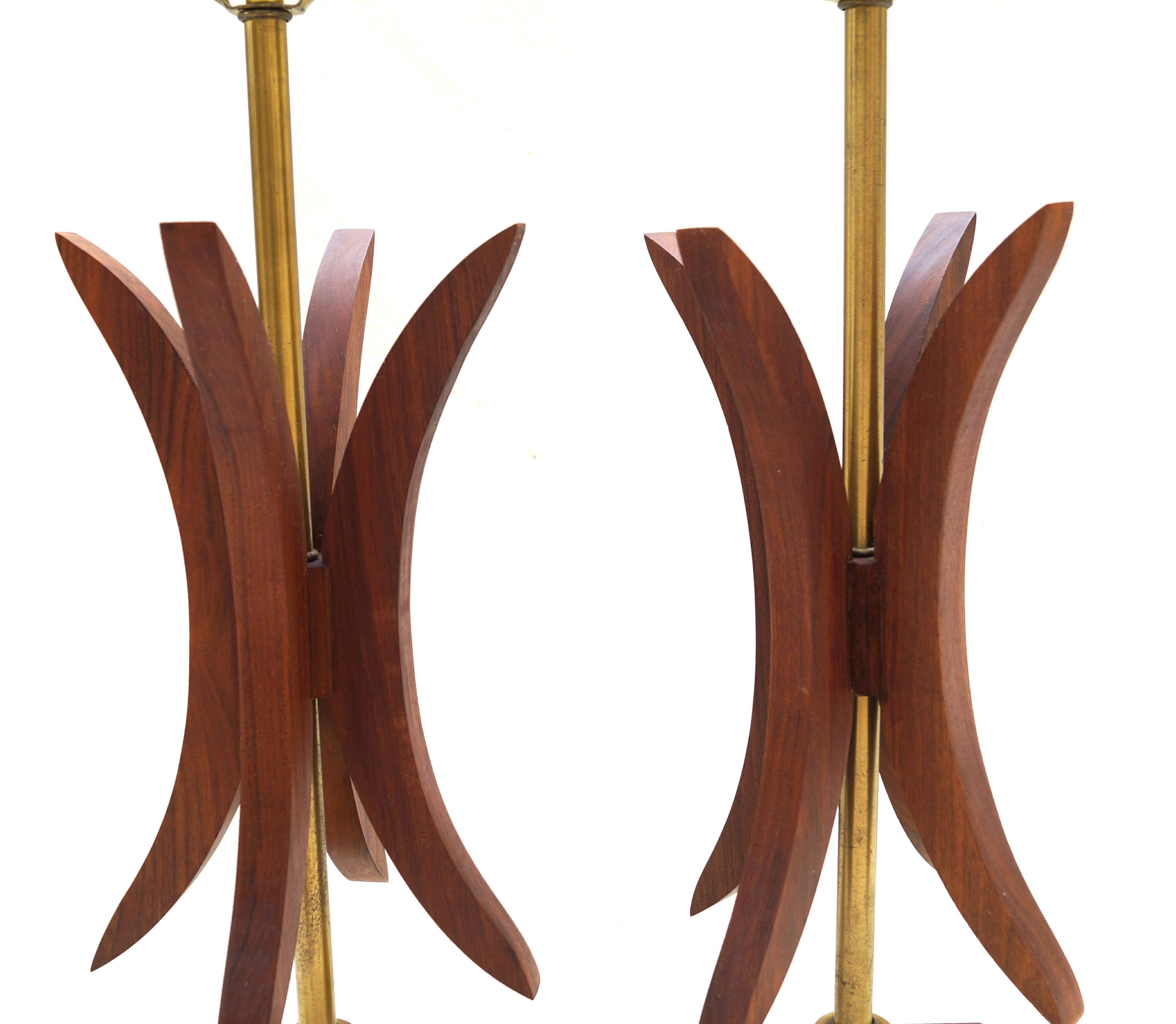 Scandinavian Modern Pair of Adrian Pearsall Attrib Sculptural Table Lamps Danish Mid-Century Modern For Sale