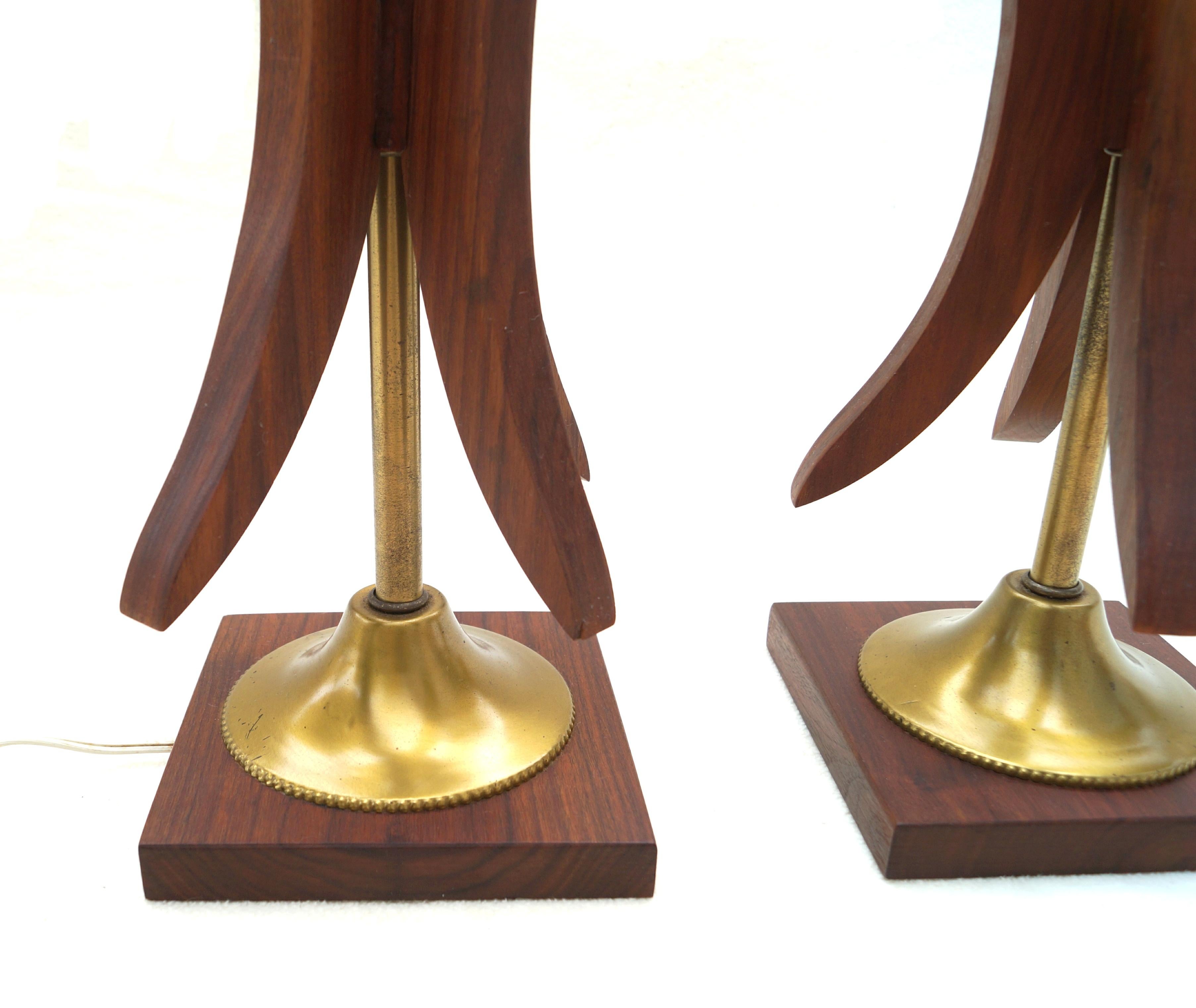 Wood Pair of Adrian Pearsall Attrib Sculptural Table Lamps Danish Mid-Century Modern For Sale