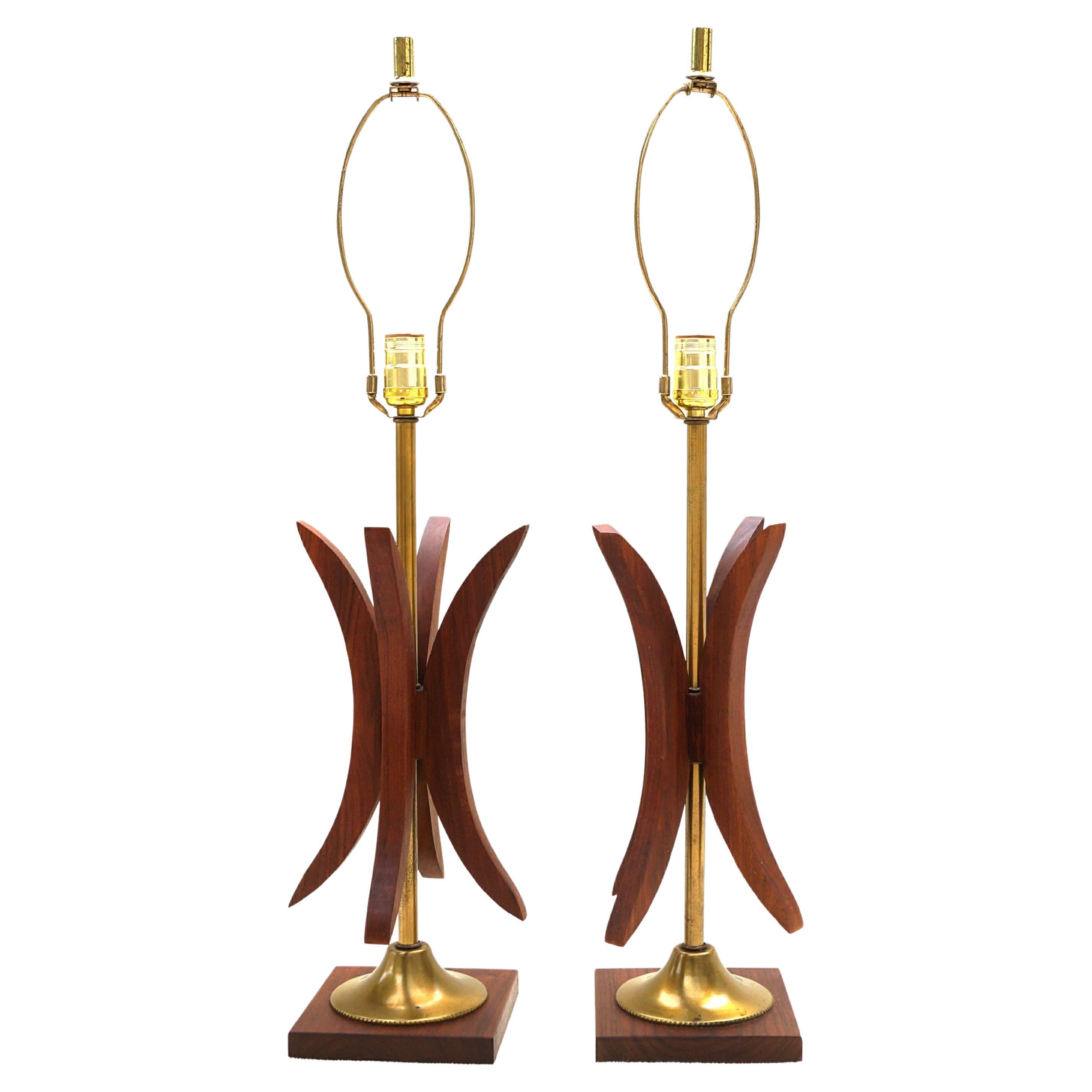 Pair of Adrian Pearsall Attrib Sculptural Table Lamps Danish Mid-Century Modern