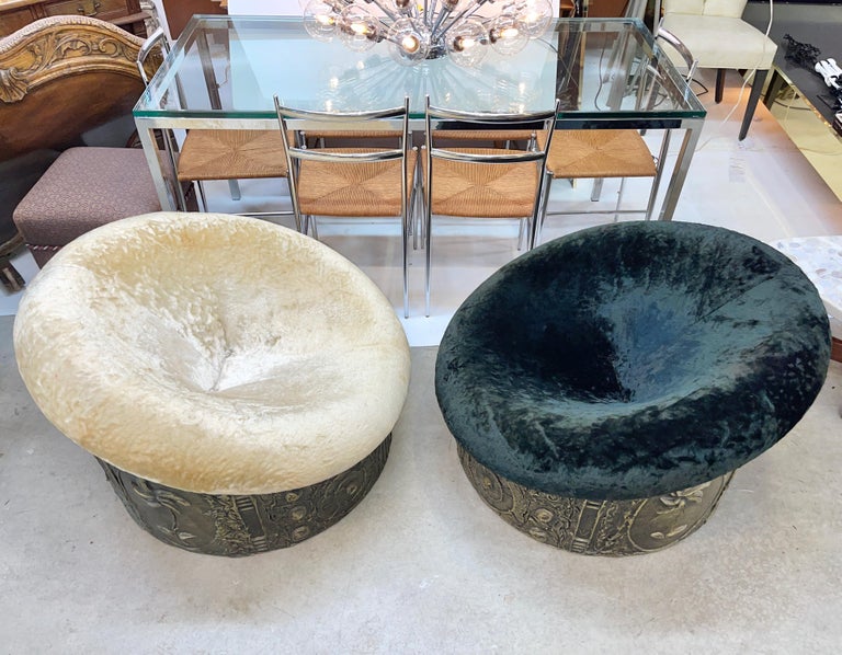 Pair of Adrian Pearsall Brutalist Drum Chairs In Good Condition For Sale In Hingham, MA