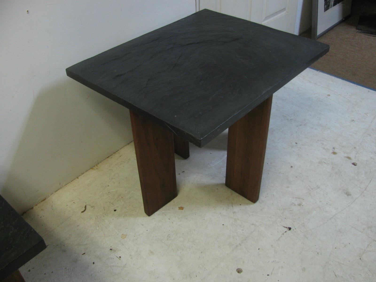 Pair of Brutalist Mid-Century Modern Slate Top End Tables 10