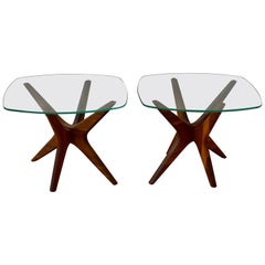 Pair of Adrian Pearsall Craft Associates Jax Walnut Side Tables, circa 1960