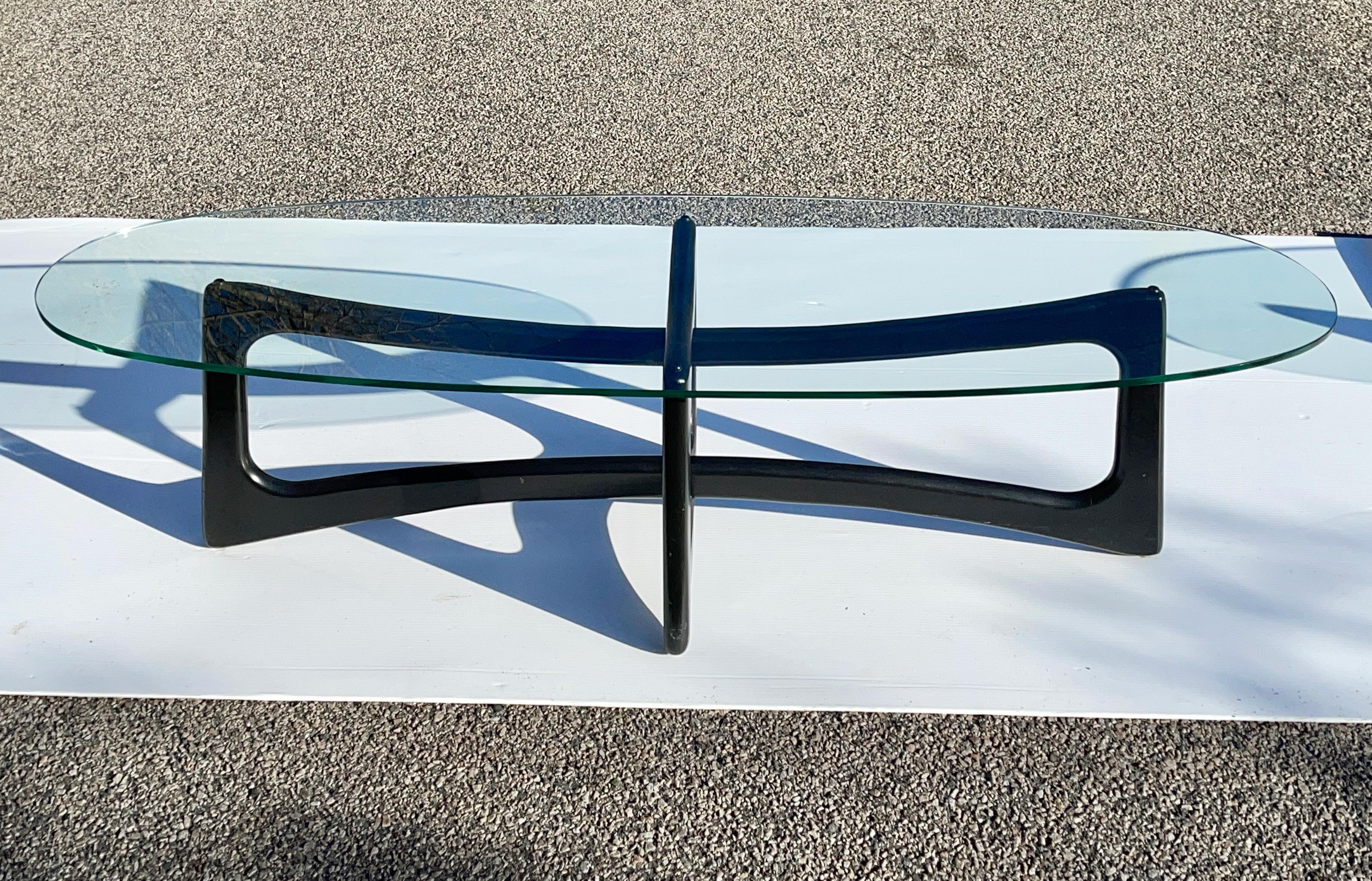 American Pair of Adrian Pearsall Ebonized Ribbon Cocktail Tables 