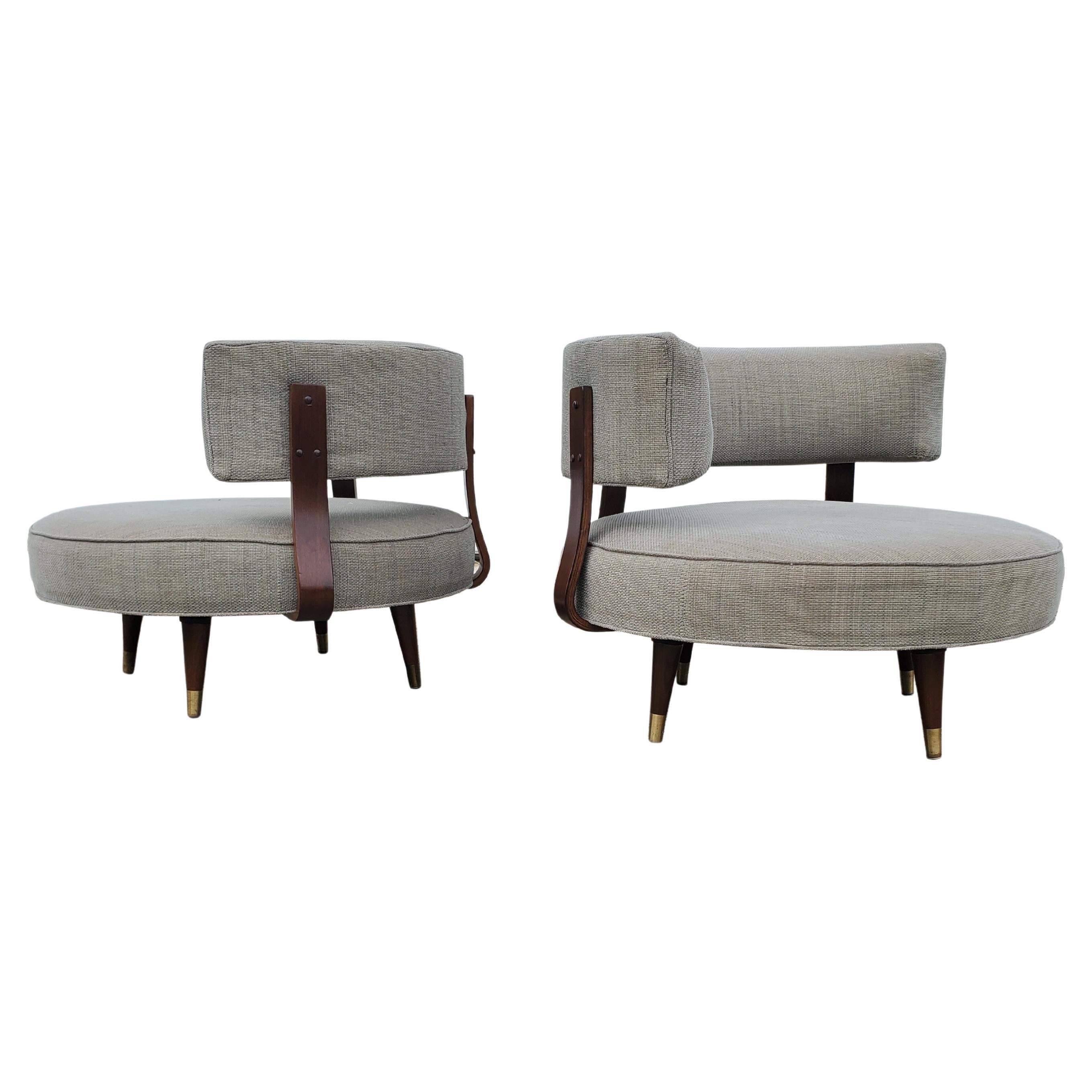 Pair of Adrian Pearsall for Craft Associates Large Round Swivel Chairs 1426-RO
