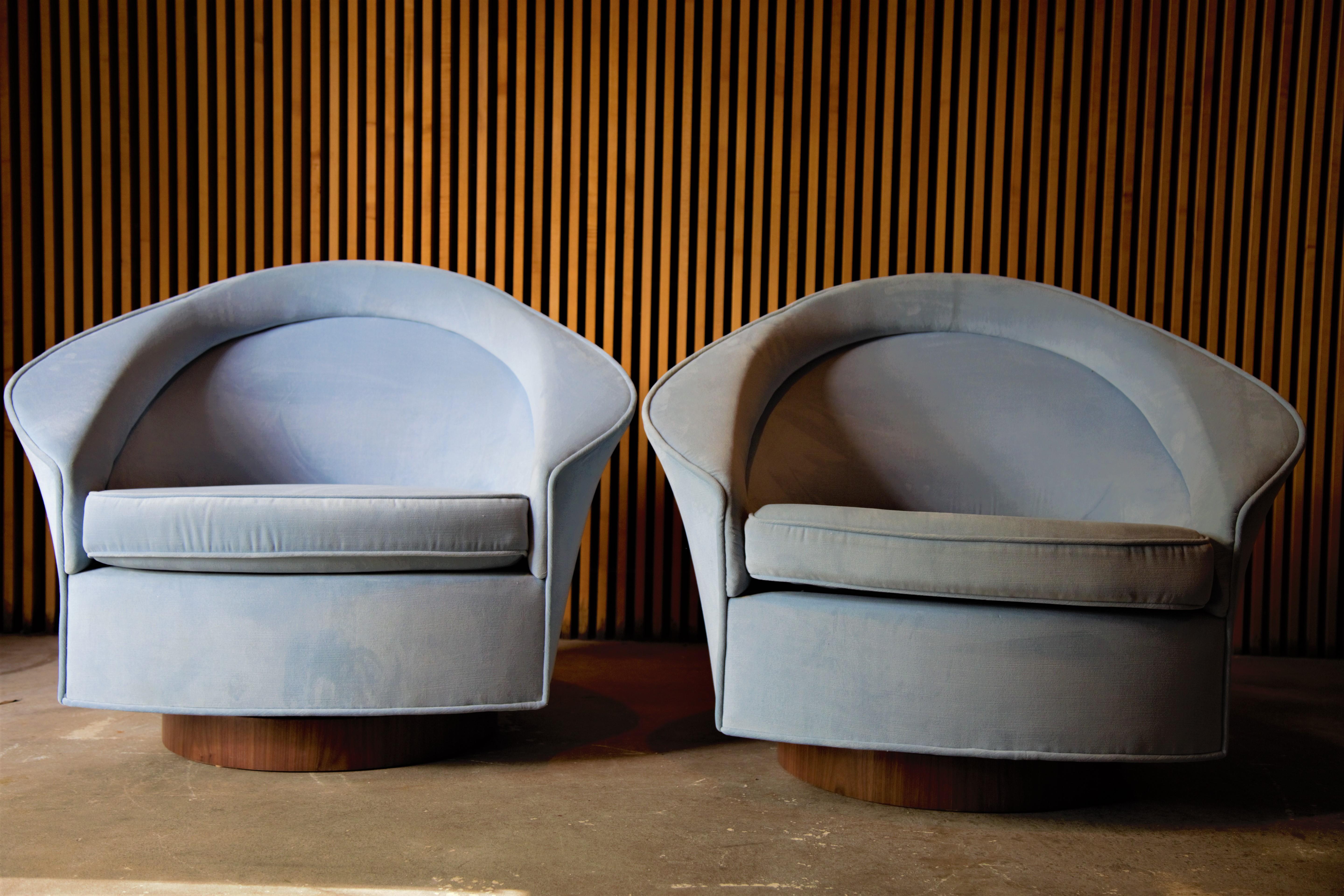 Velvet Pair of Adrian Pearsall for Craft Associates Lounge Chairs