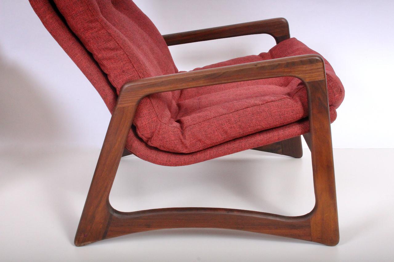 Upholstery Pair of Adrian Pearsall for Craft Associates Walnut Lounge Chairs, 1960's For Sale