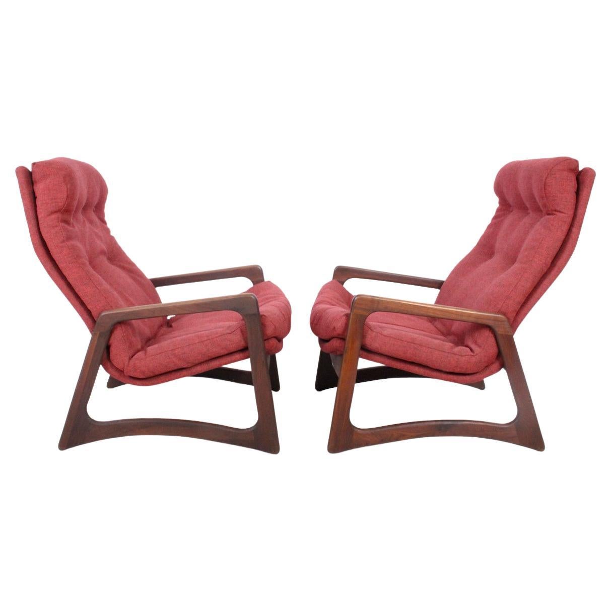 Pair of Adrian Pearsall for Craft Associates Walnut Lounge Chairs, 1960's For Sale