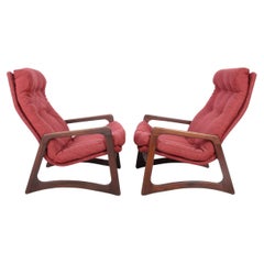 Pair of Adrian Pearsall for Craft Associates Walnut Lounge Chairs, 1960's