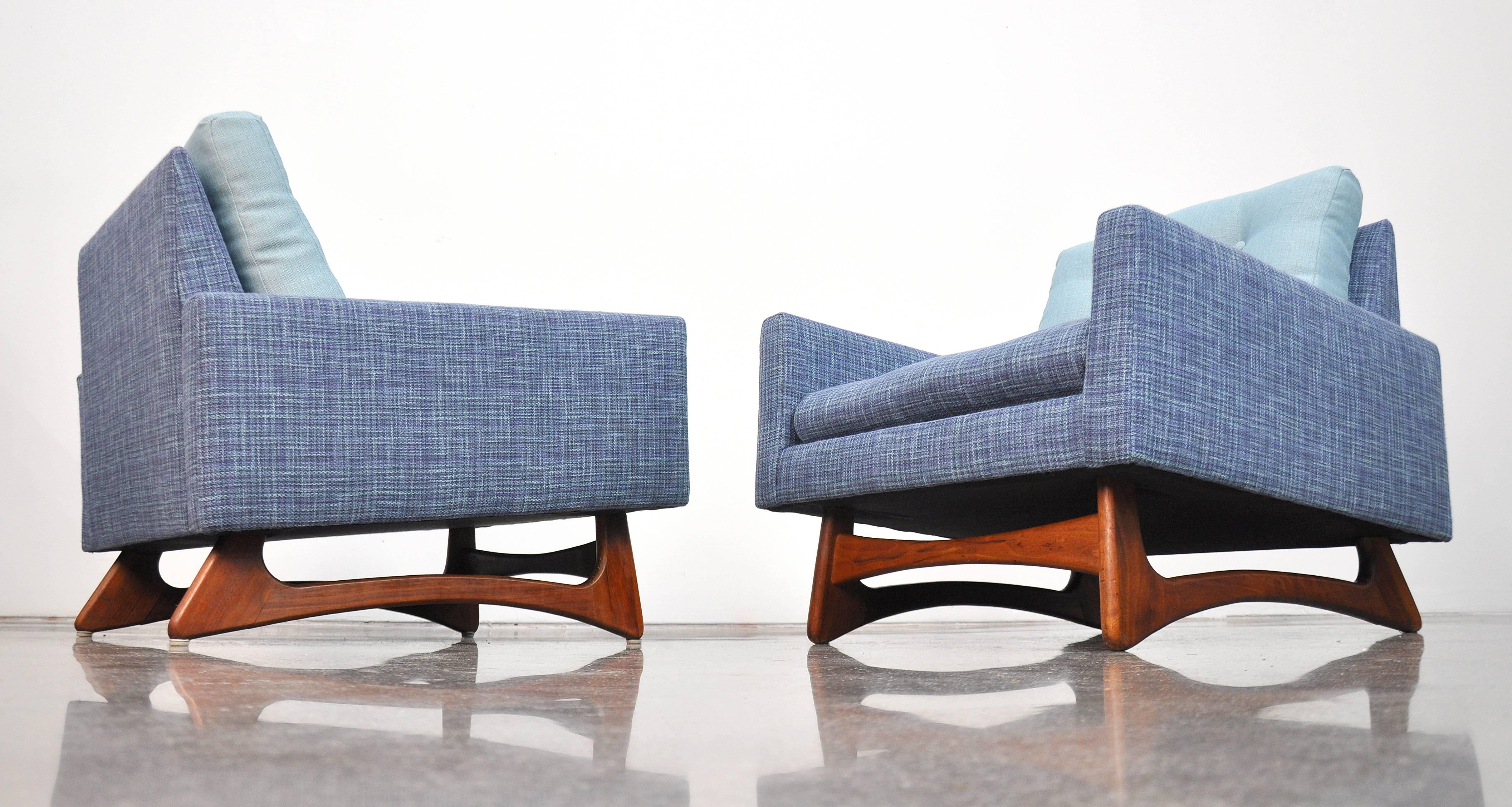 Pair Adrian Pearsall Blue Lounge Chairs, Craft Associates, Model 2406-C 5