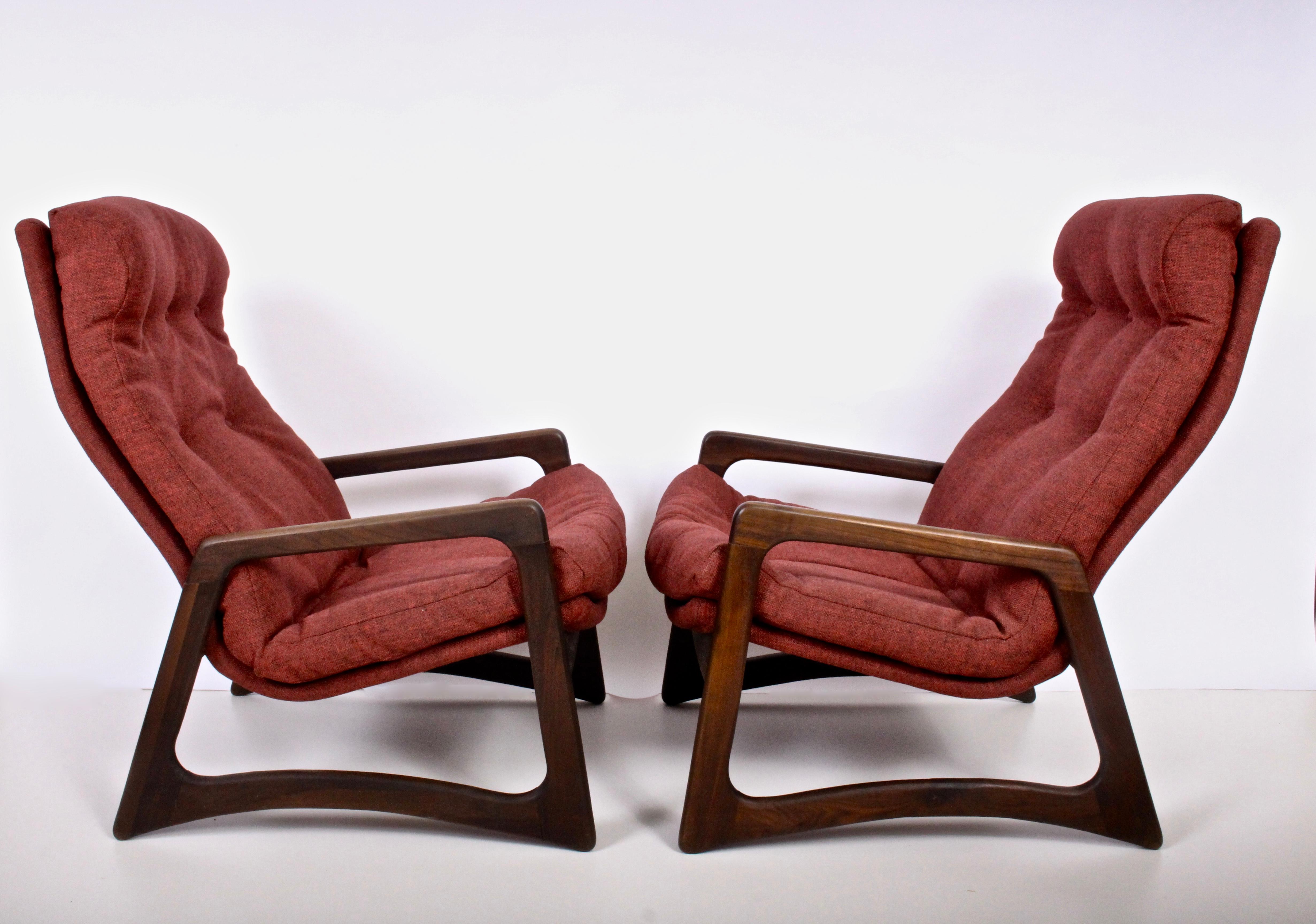 Pair Adrian Pearsall for Craft Associates Walnut Lounge Chairs 1