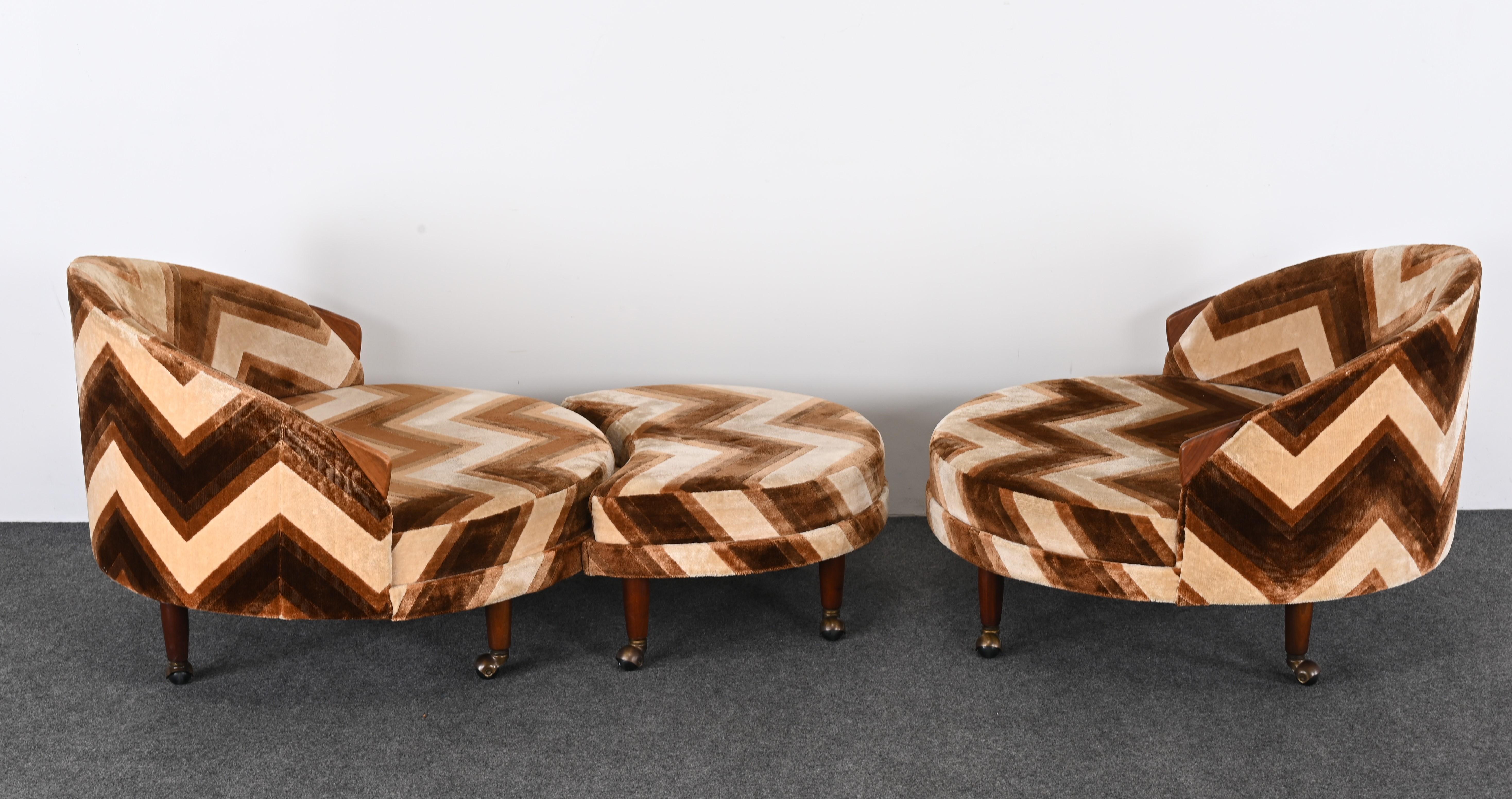 Adrian Pearsall Pair of Havana Lounge Chairs and Ottoman, 1965 For Sale 2