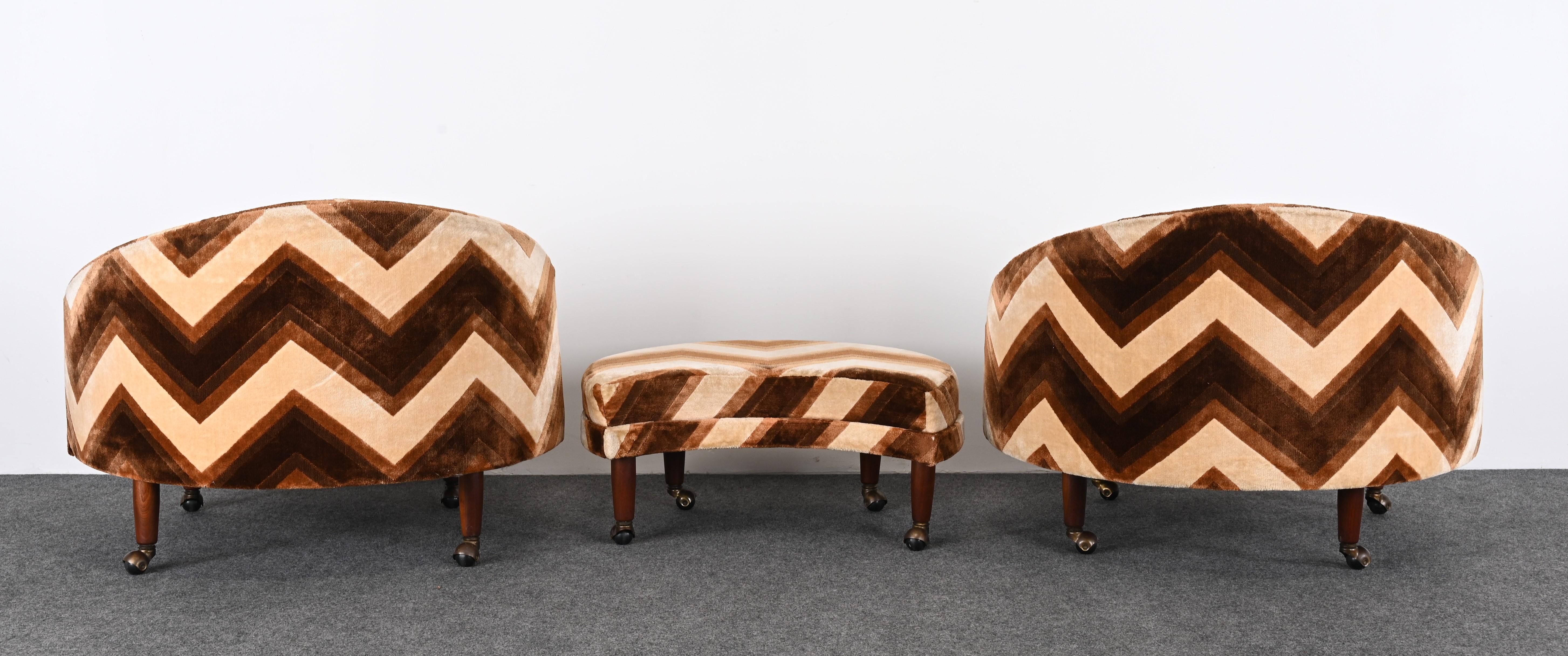 Adrian Pearsall Pair of Havana Lounge Chairs and Ottoman, 1965 For Sale 7