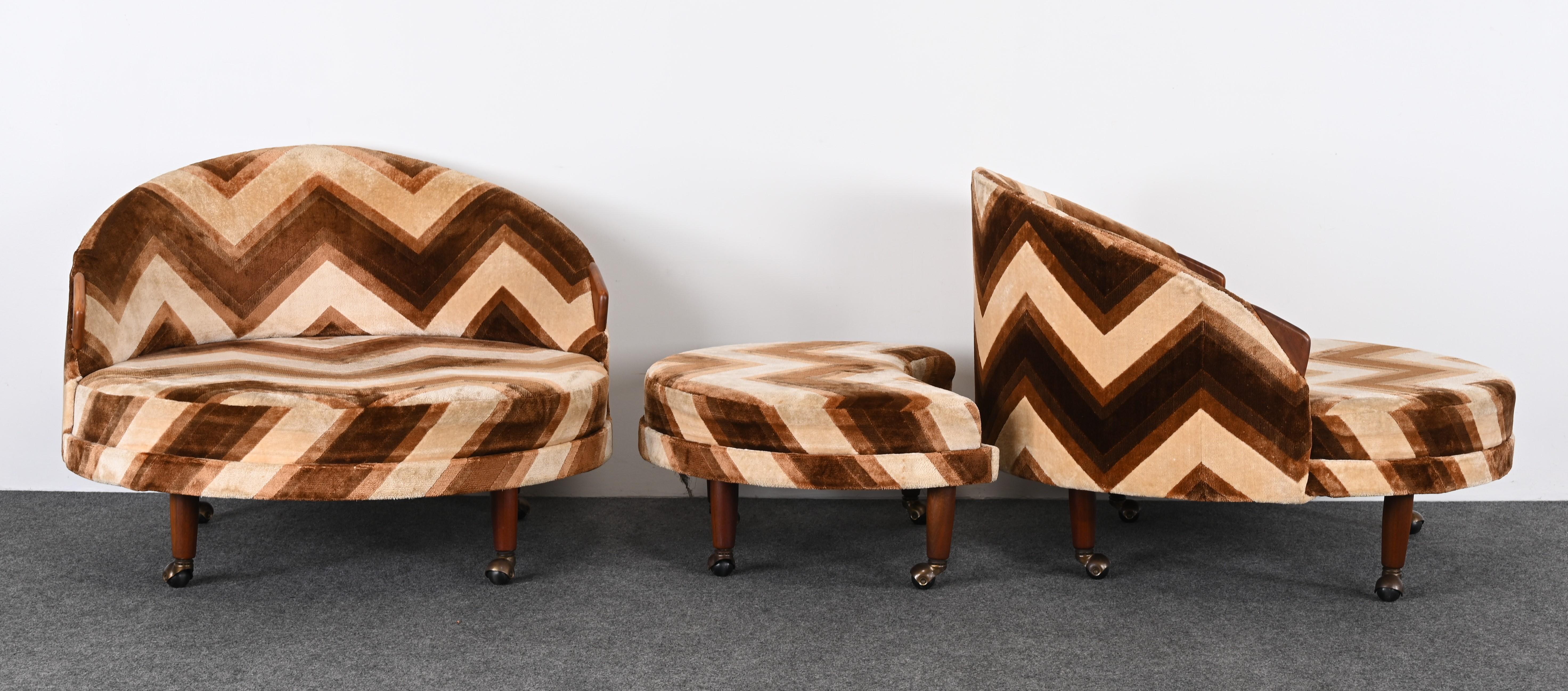 Adrian Pearsall Pair of Havana Lounge Chairs and Ottoman, 1965 For Sale 9