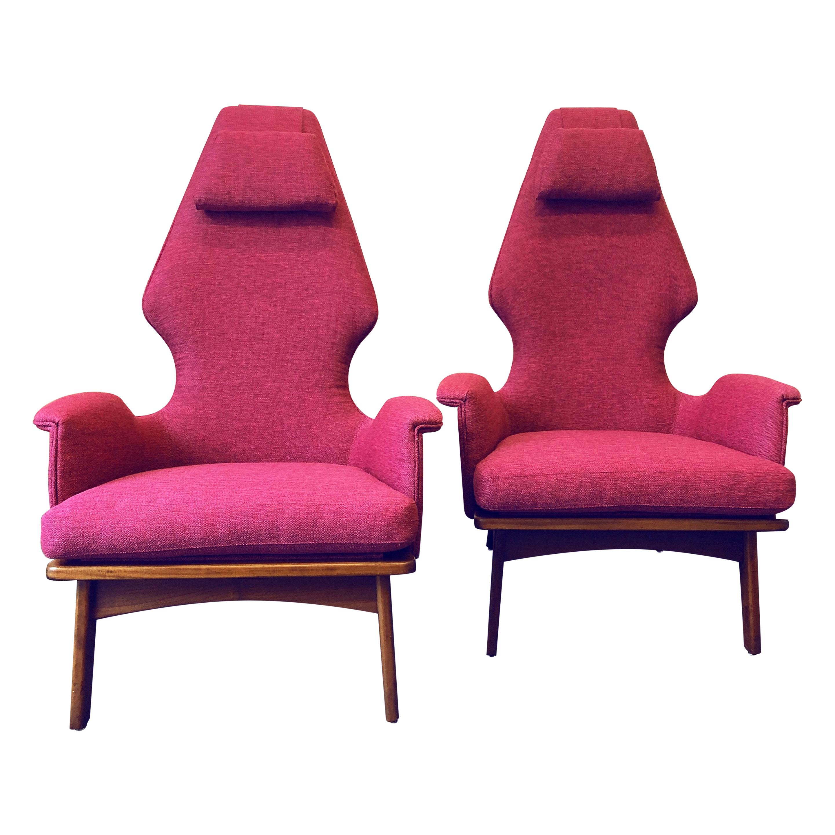 Pair of Walnut High Back Lounge Chairs by Adrian Pearsall for Craft Associates