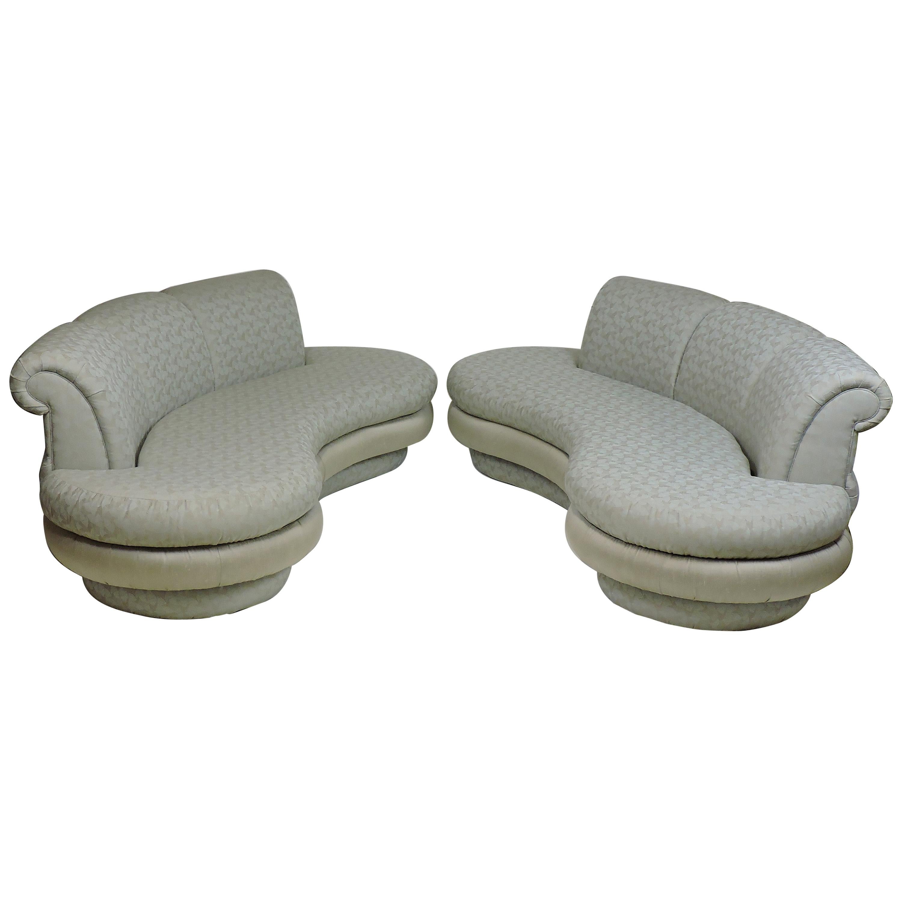 Pair of Adrian Pearsall Mid-Century Modern Cloud Kidney Shaped Sofas