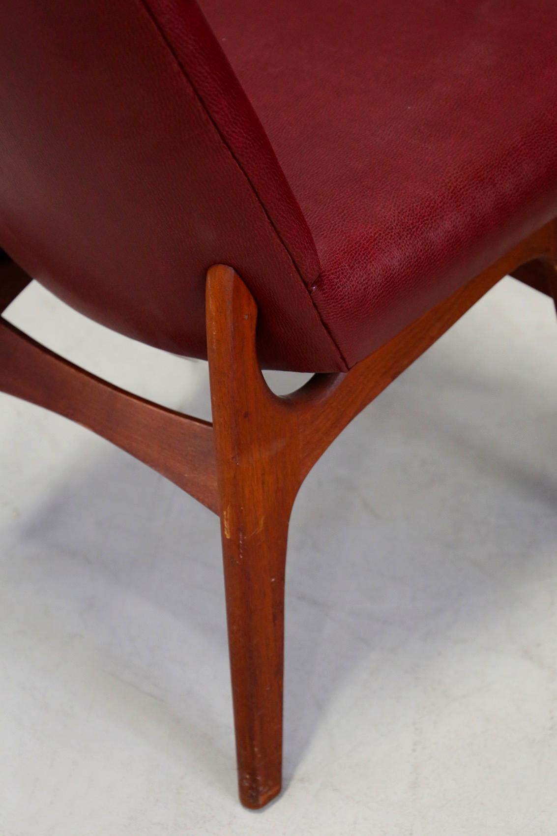 American Pair of Adrian Pearsall Midcentury Dining Chairs Red for Craft Associates, 1950s