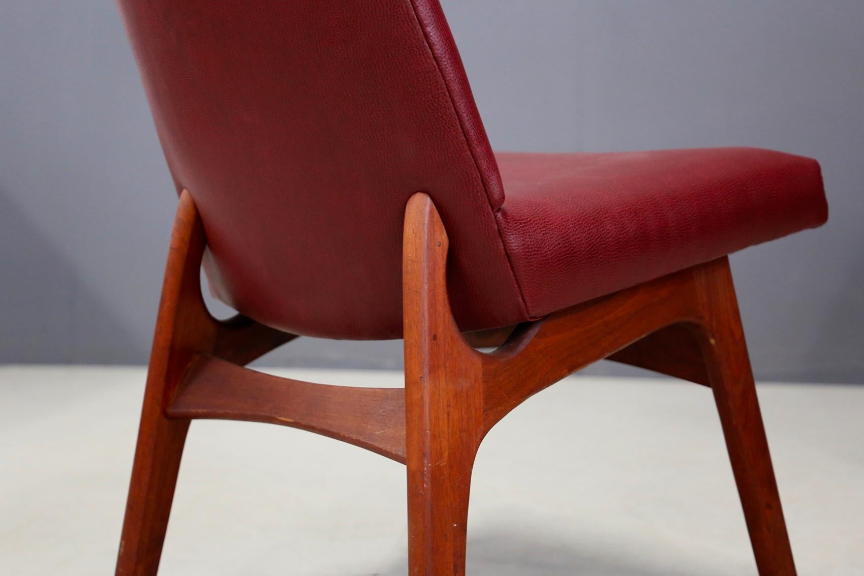 Pair of Adrian Pearsall Midcentury Dining Chairs Red for Craft Associates, 1950s In Good Condition In Milano, IT