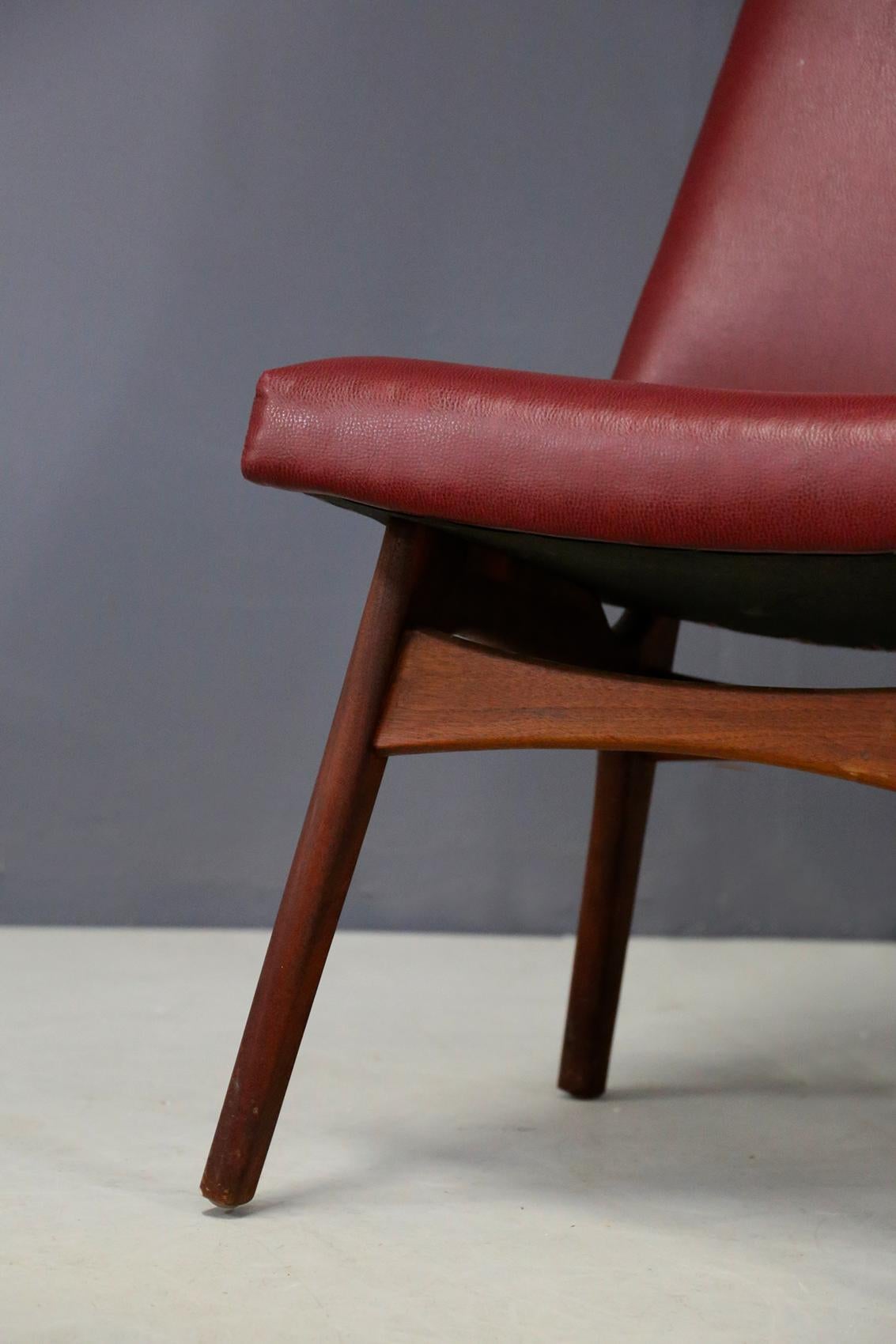Leather Pair of Adrian Pearsall Midcentury Dining Chairs Red for Craft Associates, 1950s