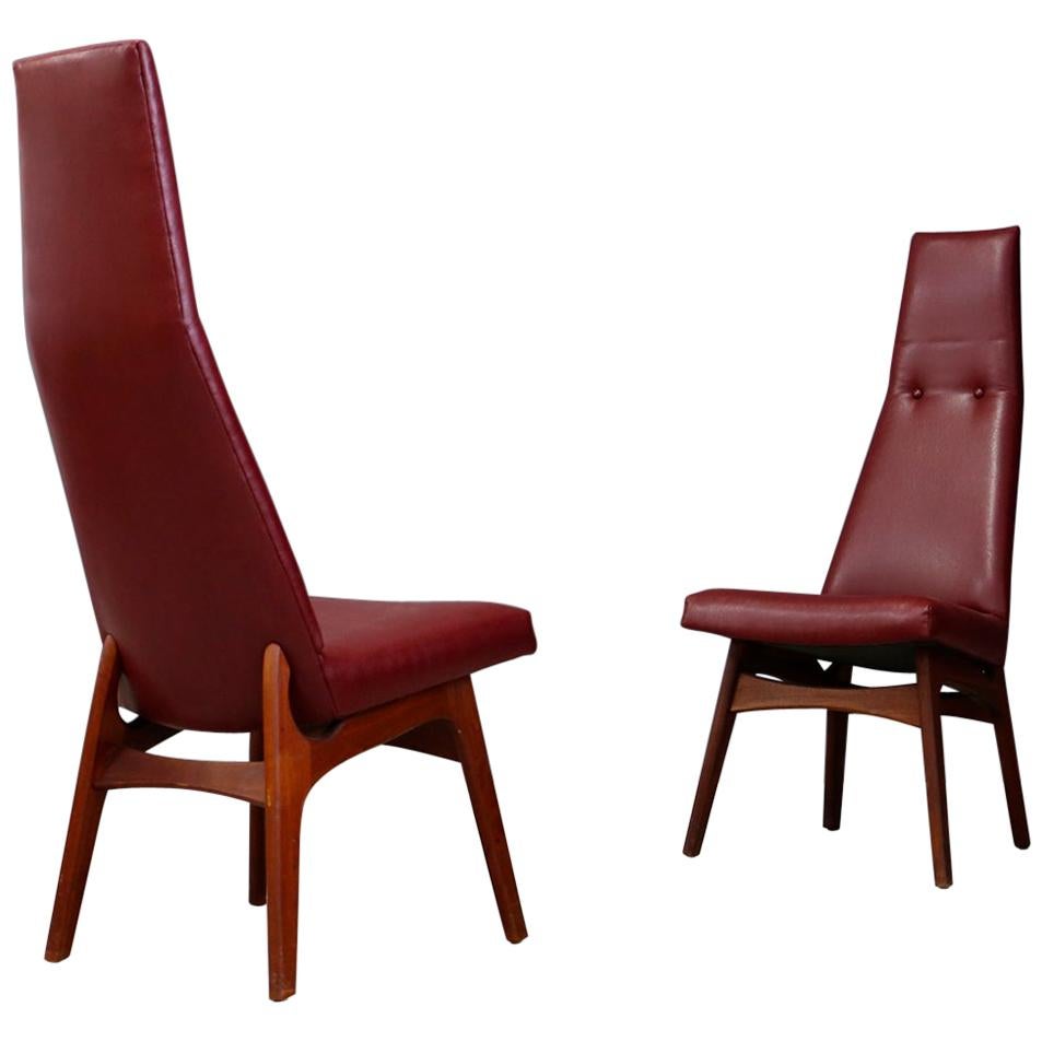 Pair of Adrian Pearsall Midcentury Dining Chairs Red for Craft Associates, 1950s