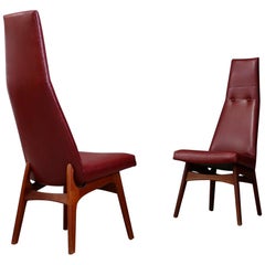 Pair of Adrian Pearsall Midcentury Dining Chairs Red for Craft Associates, 1950s